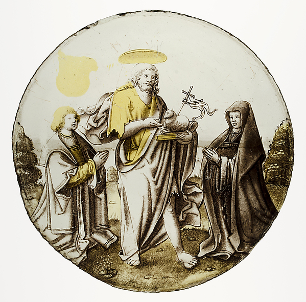 Roundel with Saint John the Baptist and Donors by Anonymous