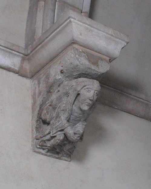 Corbel with Female Figure with Clasped Hands, ca. 1150–1200