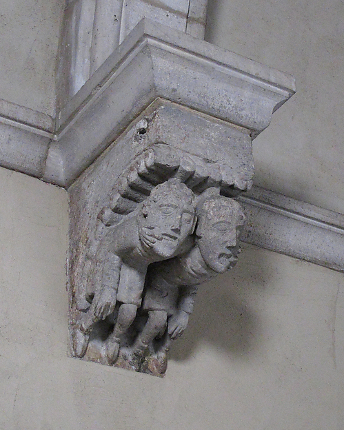 Corbel with Two Men with Fingers in Mouths by an unrecorded maker, The Metropolitan Museum of Art