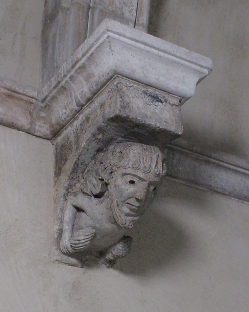 Corbel with Bearded Figure with Pinecone-Like Objects, ca. 1150–1200