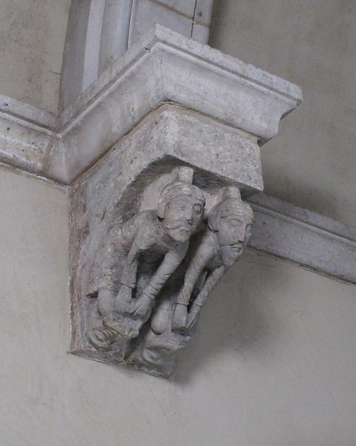 Corbel with Two Men with Legs in the Mouth of Two Beasts by an unrecorded maker, The Metropolitan Museum of Art