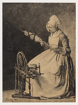 A Woman Spinning Flax
