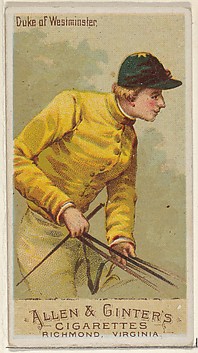 Image for Duke of Westminster, from the Racing Colors of the World series (N22a) for Allen &amp; Ginter Cigarettes