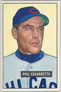Issued by Bowman Gum Company, Phil Cavarretta, Manager, Chicago Cubs, from  Collector Series, Colors set, series 7 (R406-7) issued by Bowman Gum
