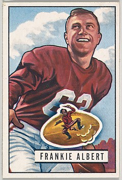 Issued by Bowman Gum Company, Card Number 36, Frank Albert, Quaterback,  San Francisco 49ers, from the Bowman Football series (R407-2) issued by  Bowman Gum