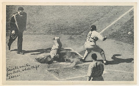 Issued by the National Chicle Gum Company, Cambridge, Massachusetts, Jimmie  Foxx Batting, Luke Sewell Catching, from the Colored Photos Premiums series  (R312) issued by the National Chicle Gum Company