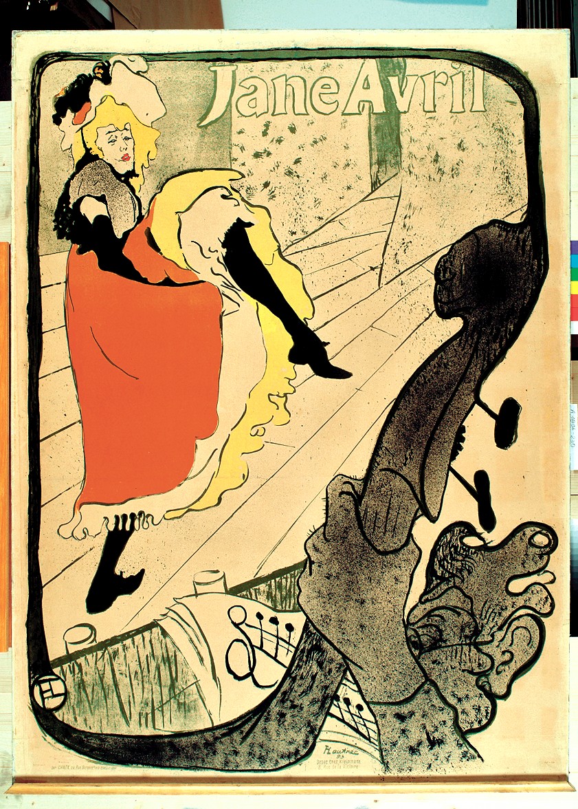 Jane Avril, Henri de Toulouse-Lautrec (French, Albi 1864–1901 Saint-André-du-Bois), Lithograph printed in five colors; machine wove paper