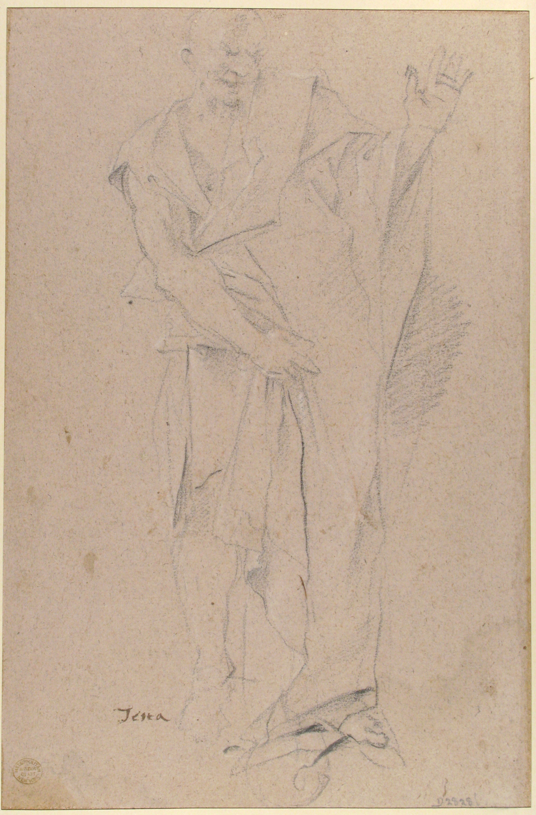 Pietro Testa | Nude Youth Running (recto); Standing Draped Old Man with  Left Hand Upraised (verso) | The Metropolitan Museum of Art