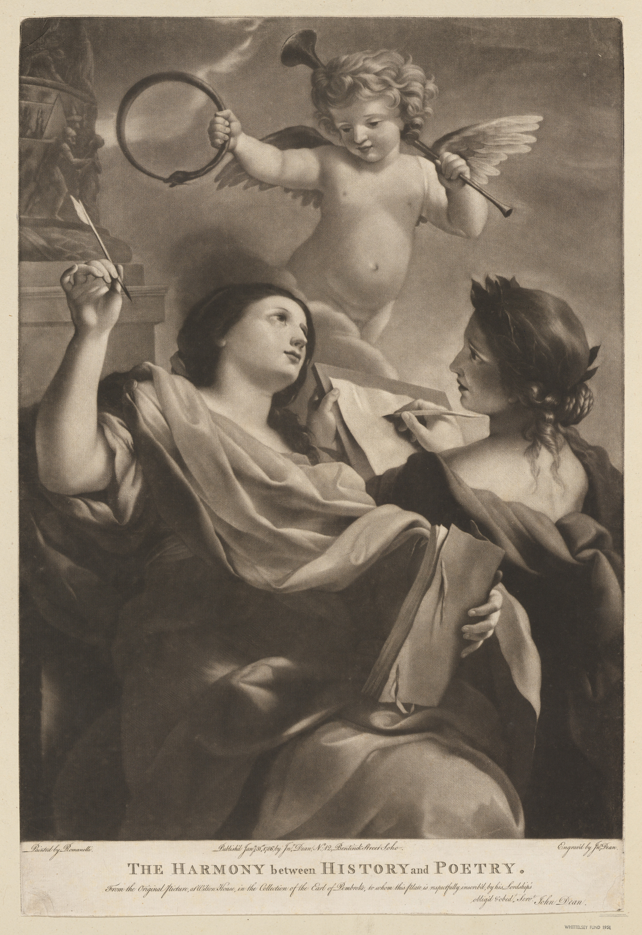 The Harmony between History and Poetry, a putto with instruments overhead