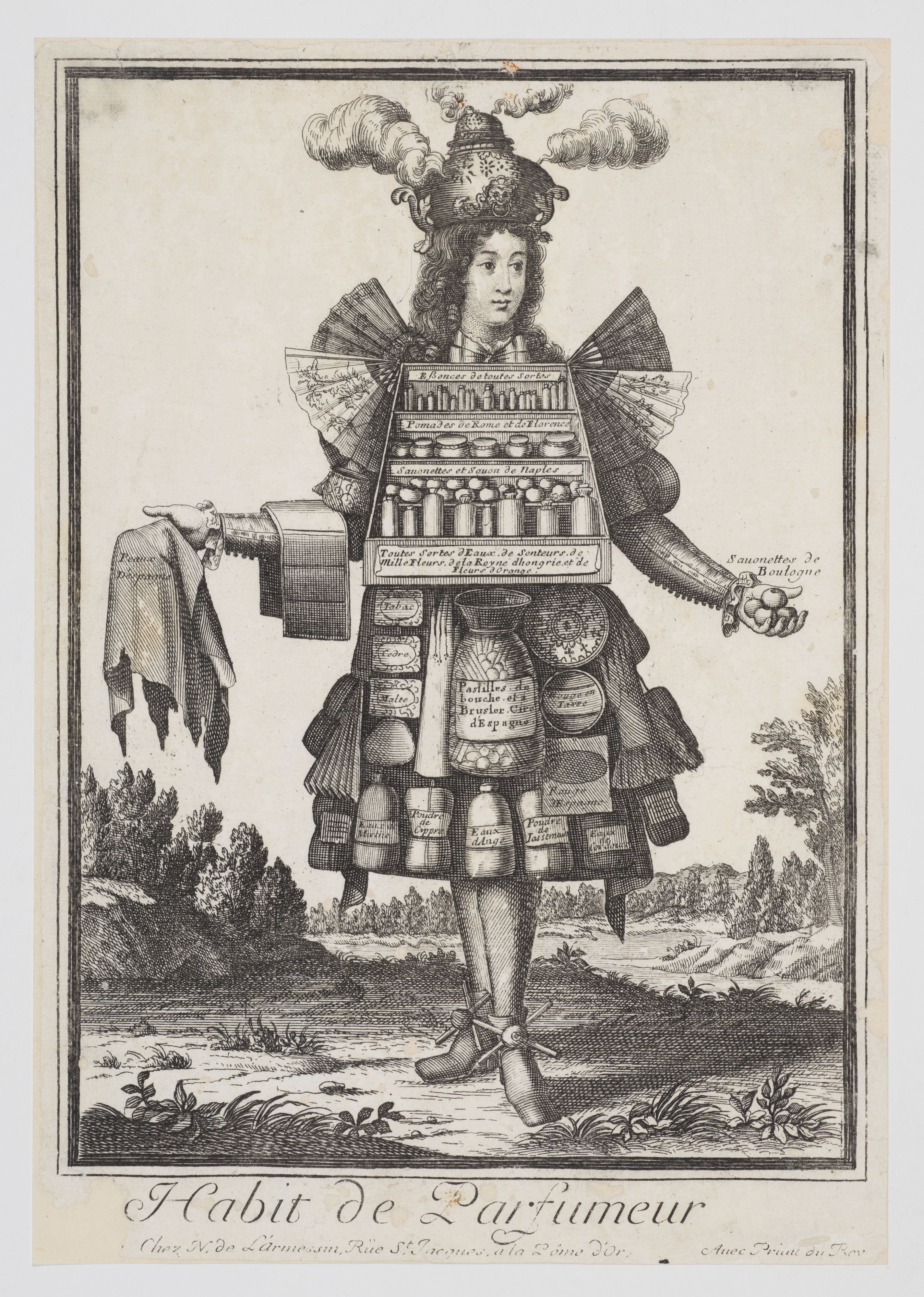 Perfumer composed of his wares (Costumes Grotesques)