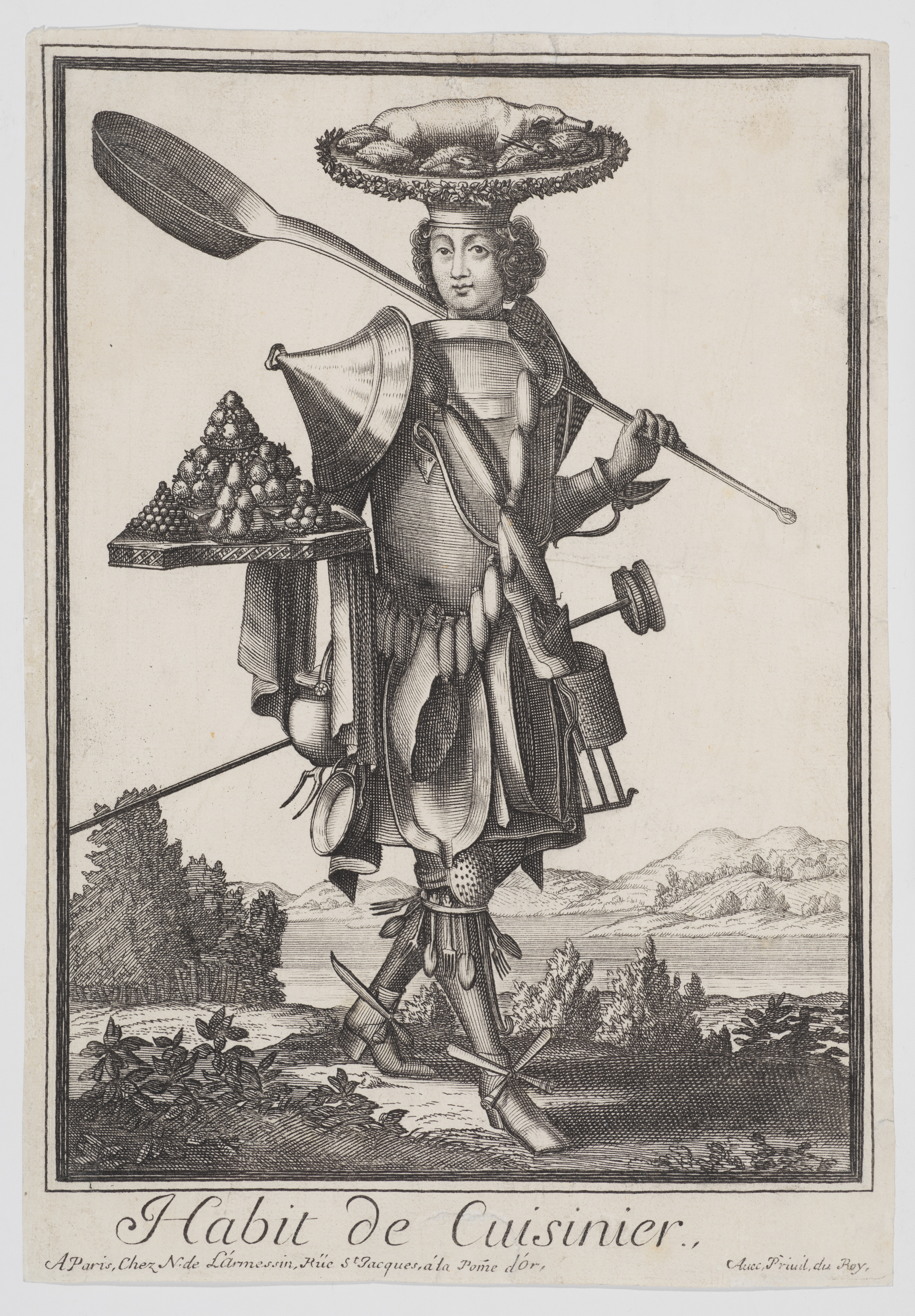 A cook composed of the tools of his trade (Costumes Grotesques)