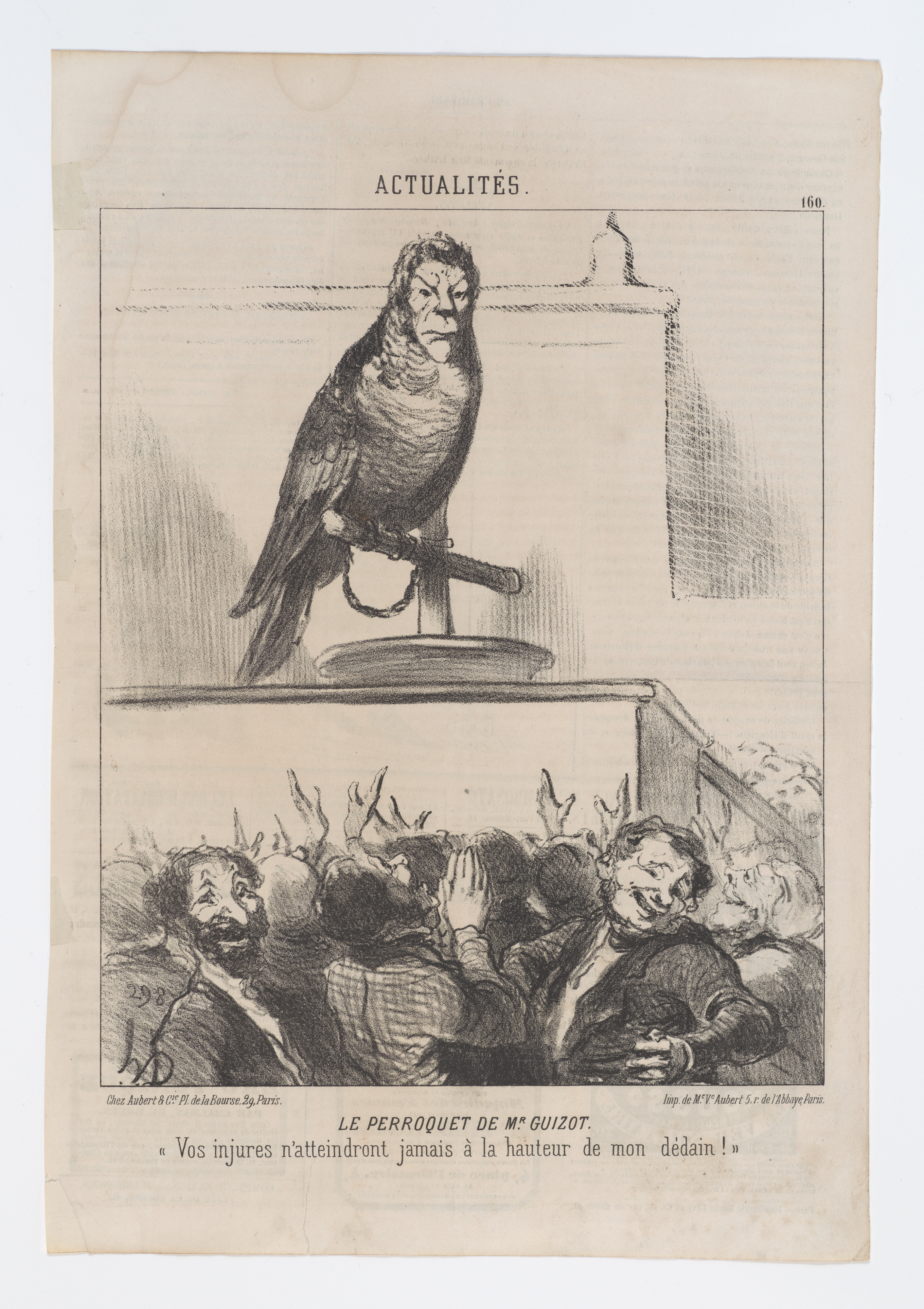 The Parrot of Mr. Guizot, from 'News of the day,' published in Le Charivari, July 3, 1851 by Honoré Daumier