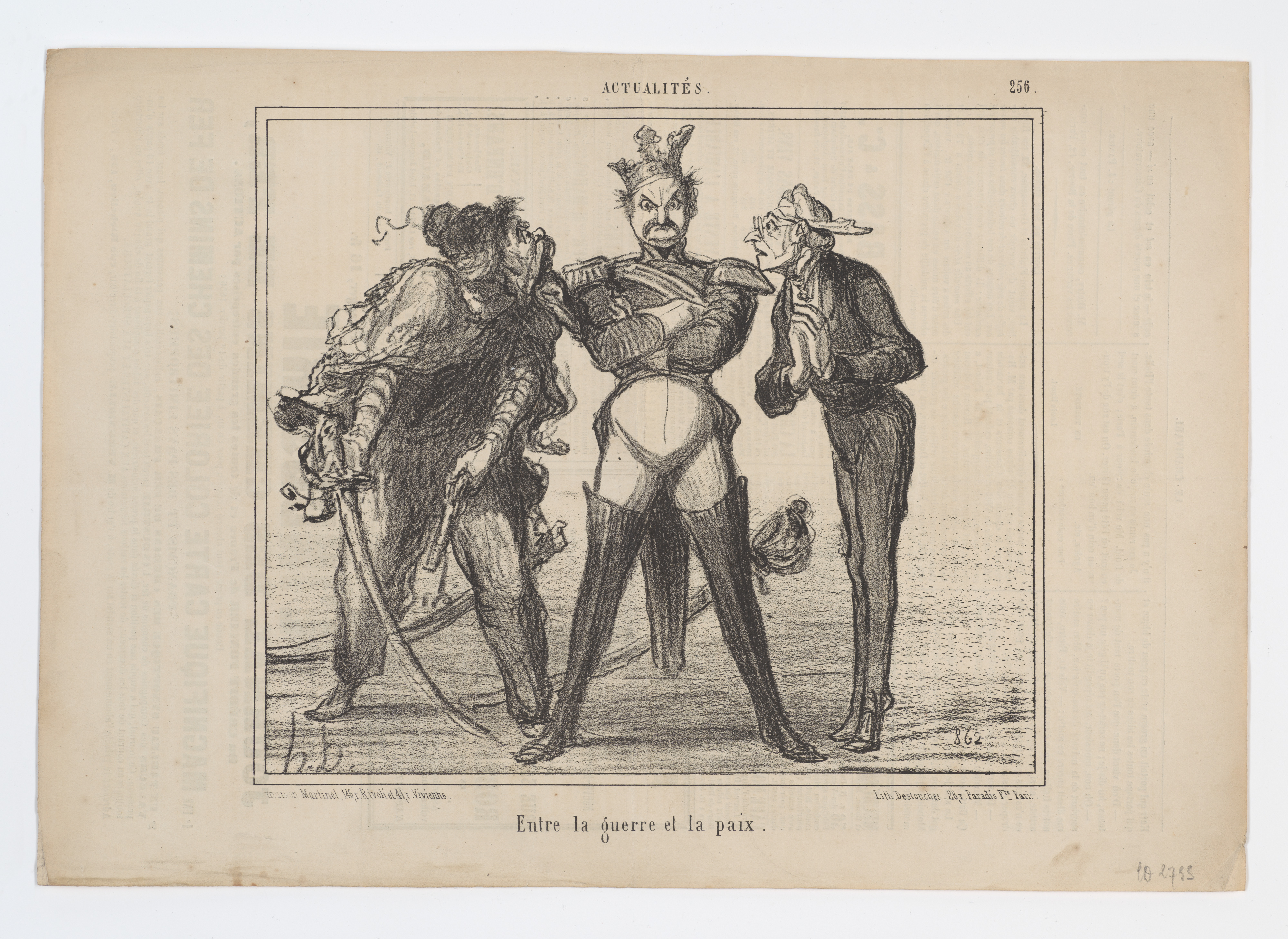Honoré Daumier, Between War and Peace, from 'News of the day,' published in Le Charivari, December 29, 1855