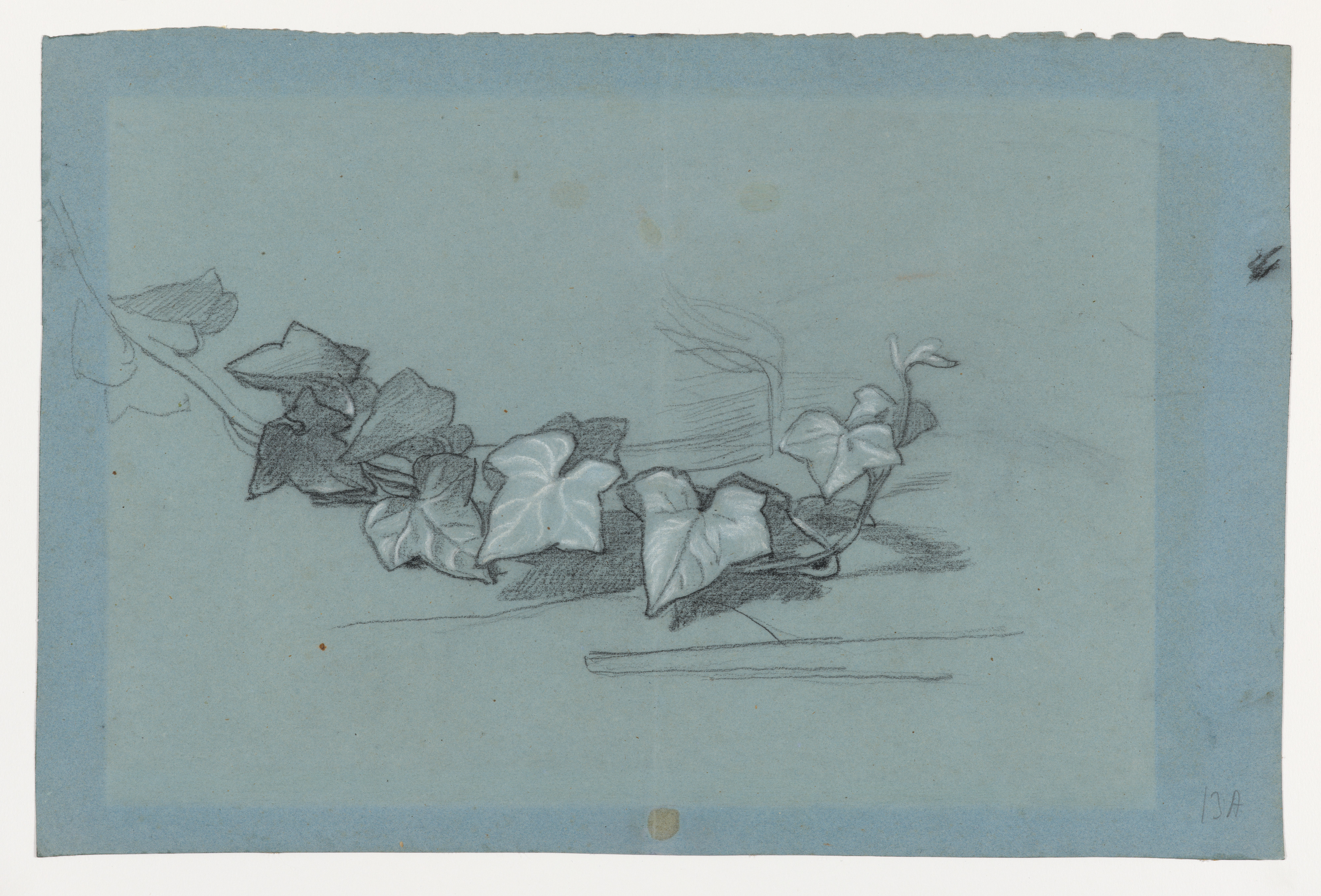 Thomas Couture, Branch of ivy (recto); Study of an urn for "Damocles" (verso)