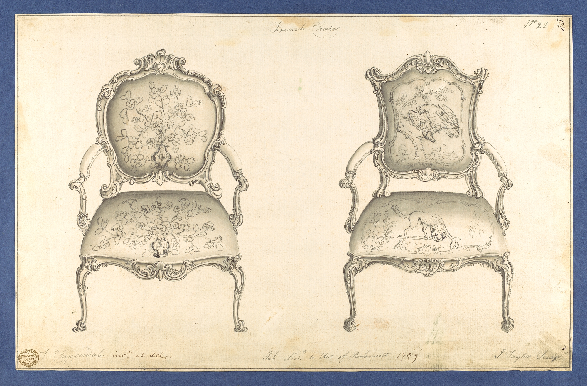 Thomas Chippendale | French Chairs, in Chippendale Drawings, Vol. I ...