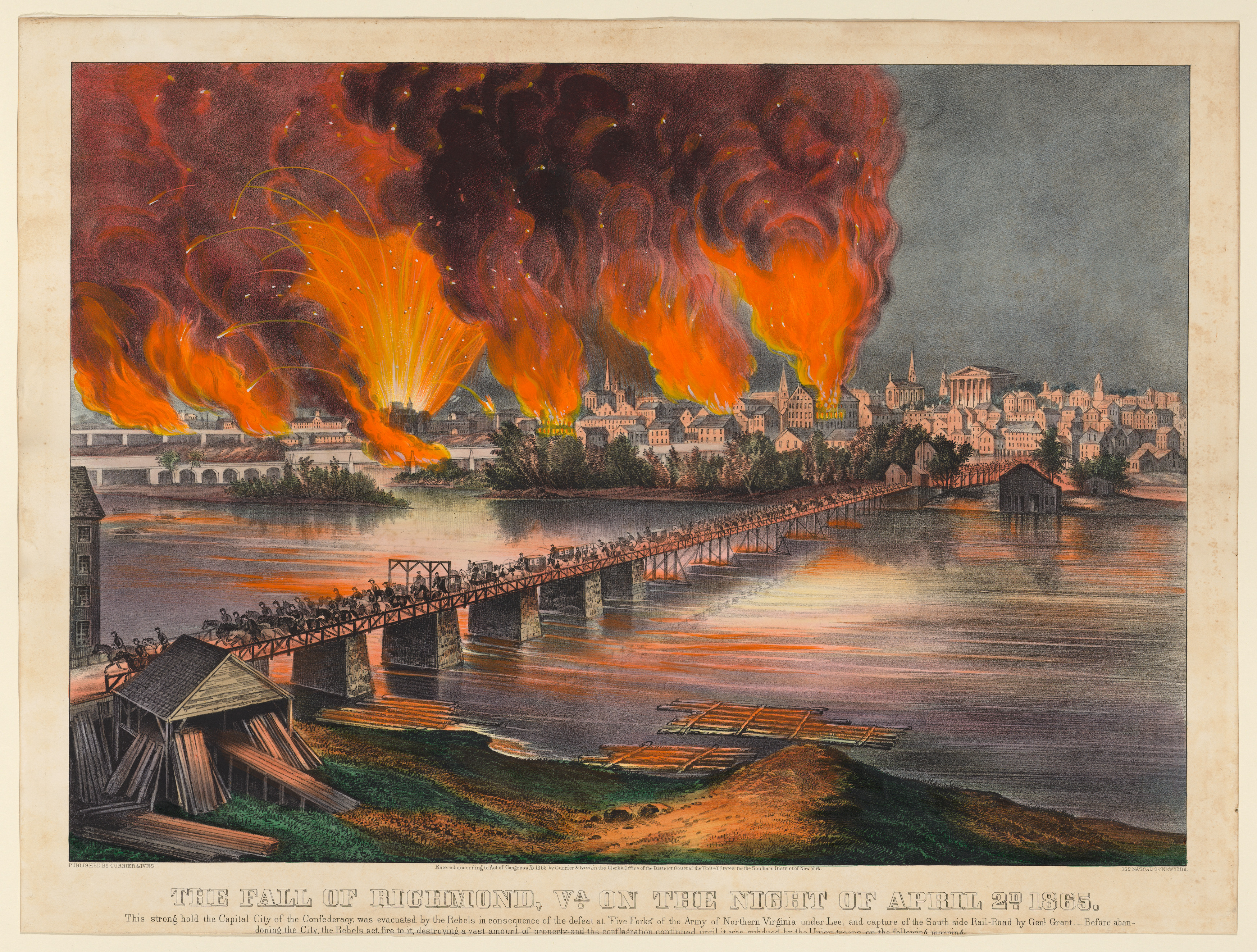 The Fall of Richmond, Virginia, on the Night of April 2nd, 1865 by Currier & Ives