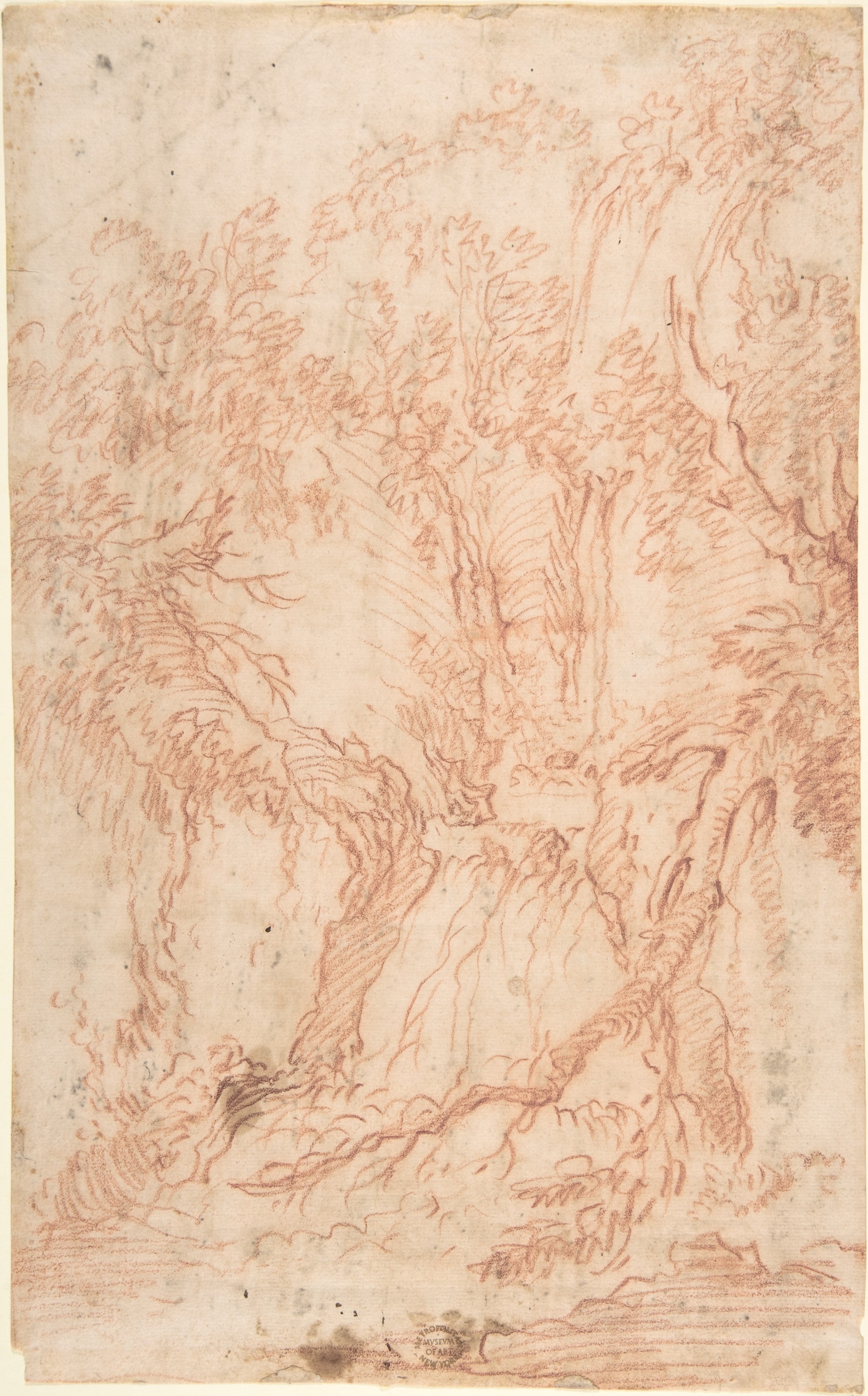 Anonymous, Italian, Roman-Bolognese, 17th century | Trees and Rocks ...