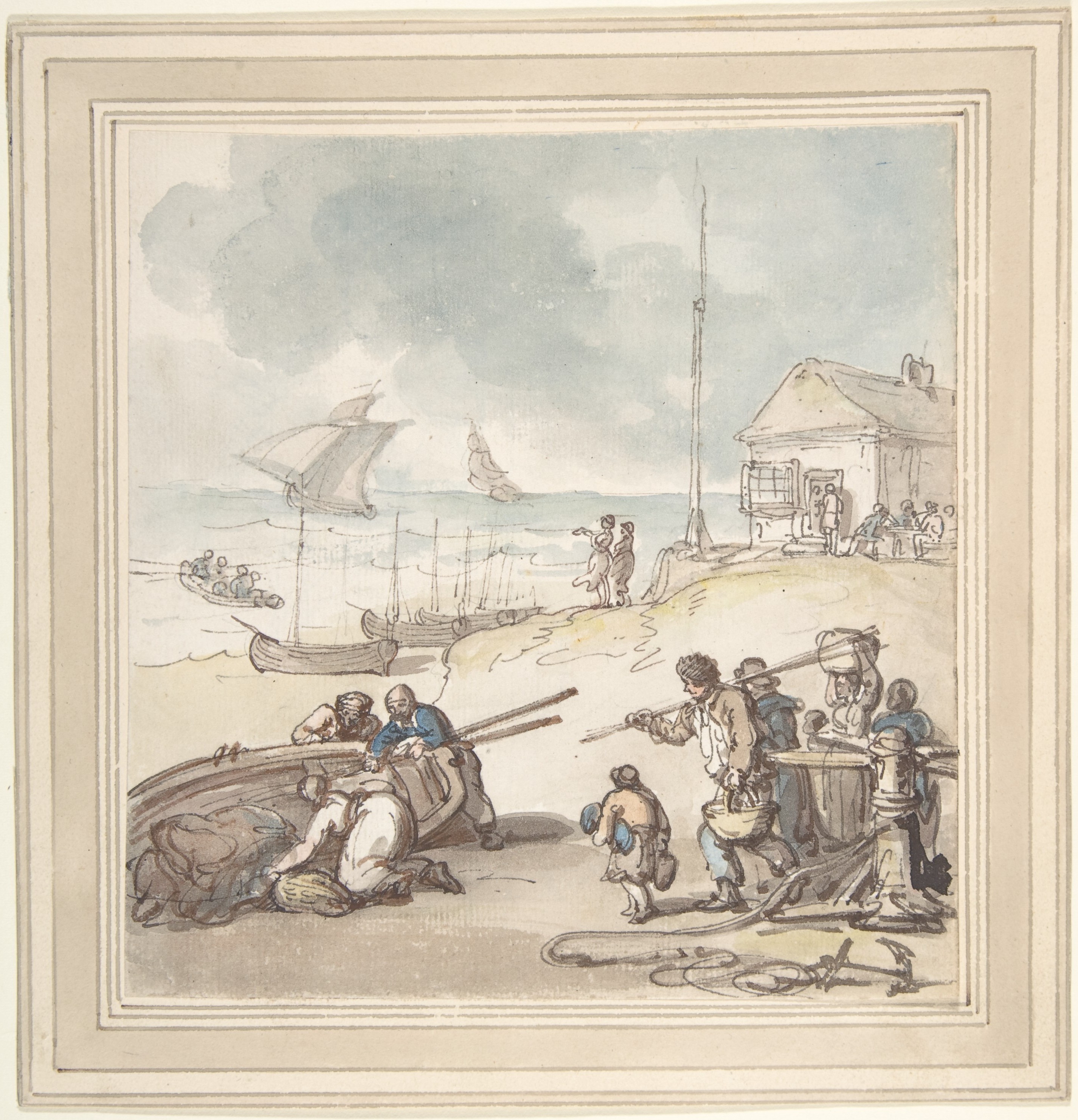 Thomas Rowlandson, Figures by the Seashore