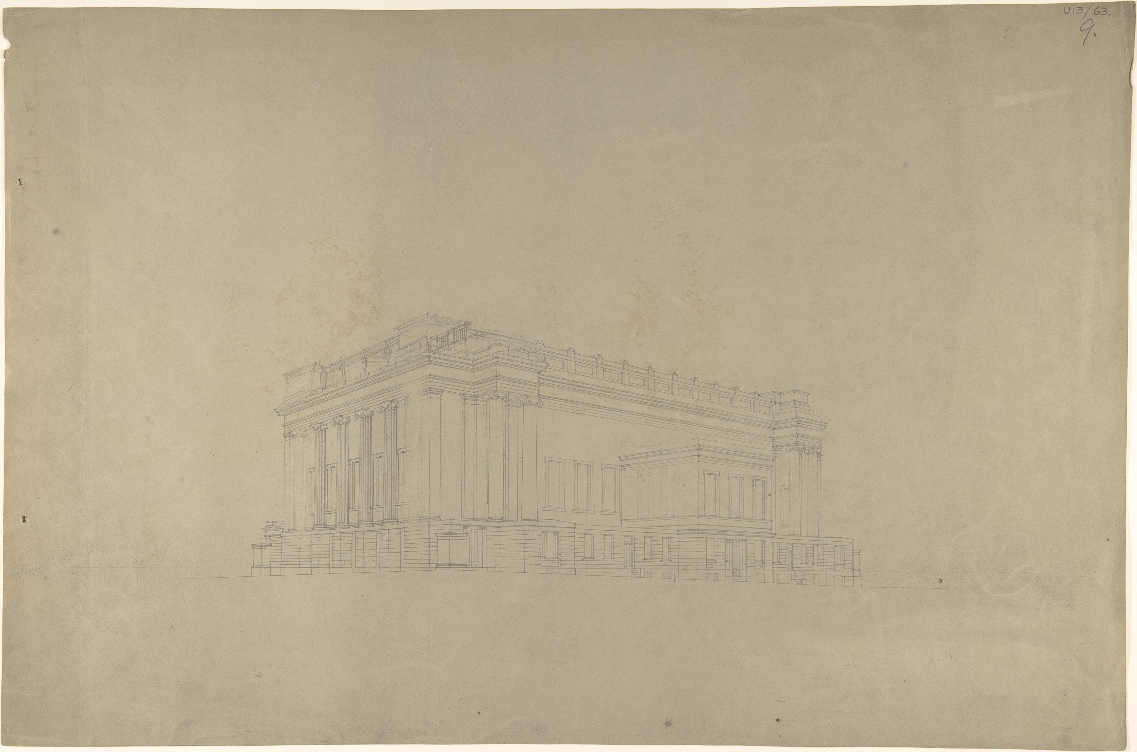 Harvey Lonsdale Elmes | View of a Building in the Ionic Style | The ...