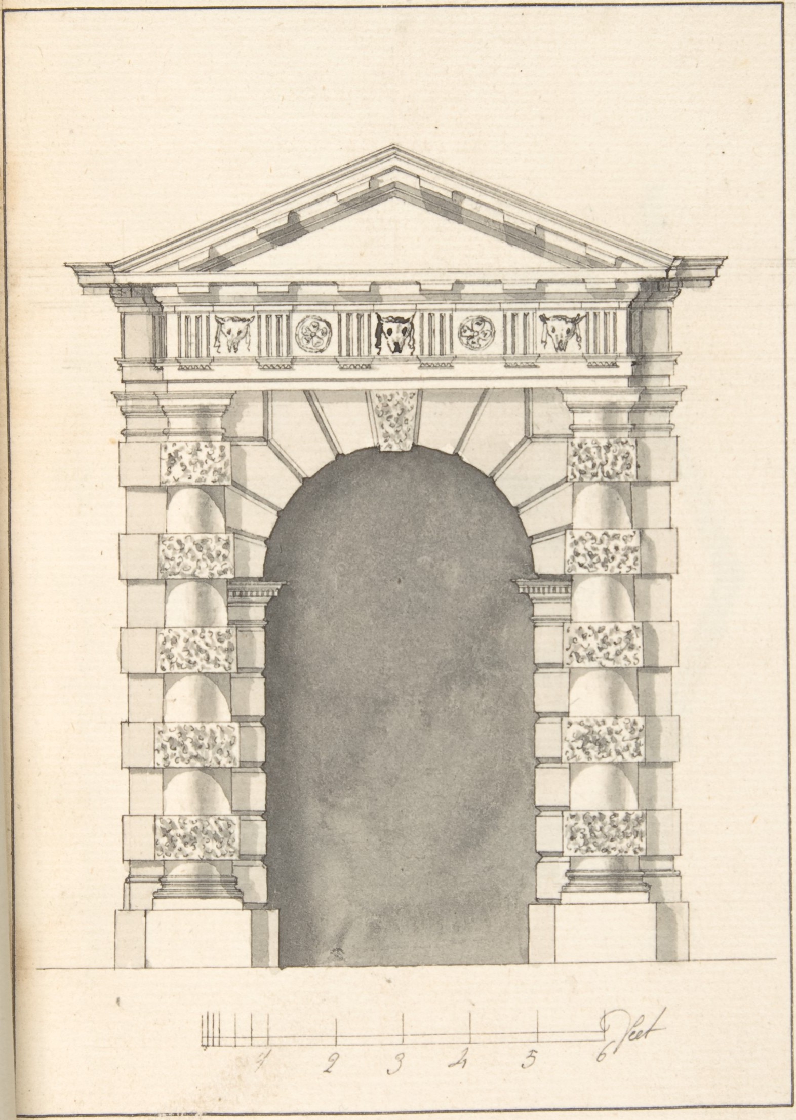 After Robert Morris | Elevation of Rustic Doric Doorway | The ...