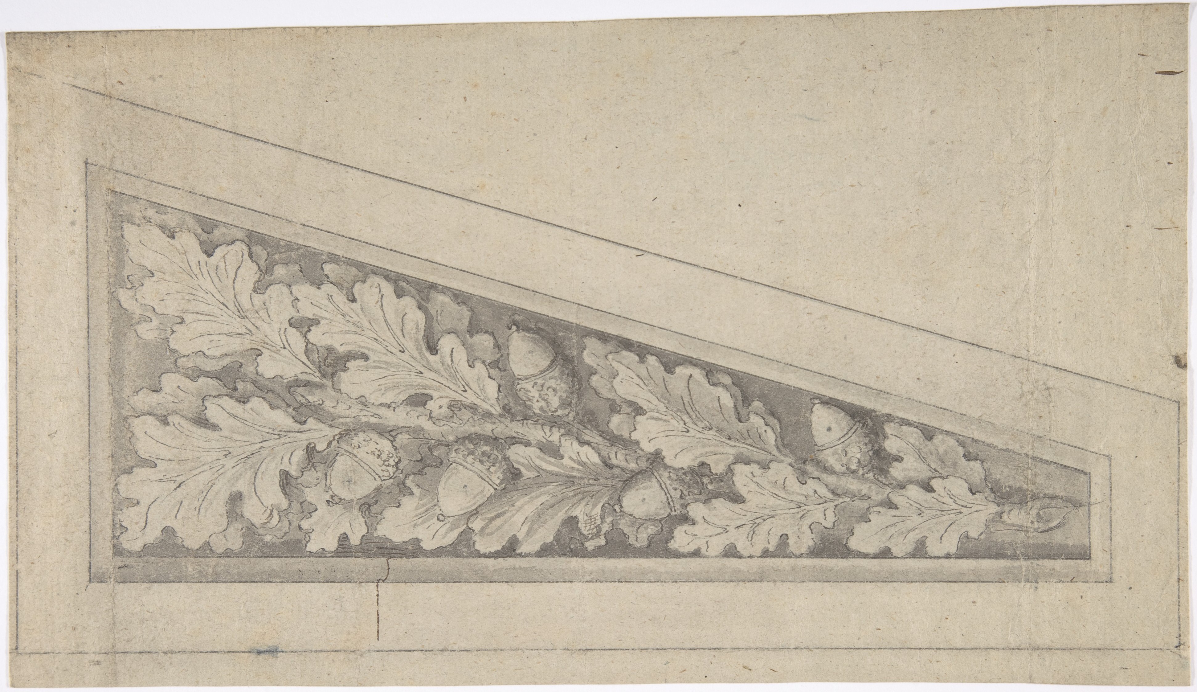 Anonymous, British, 18th century | Ornamental Panel with Oak Leaves and ...