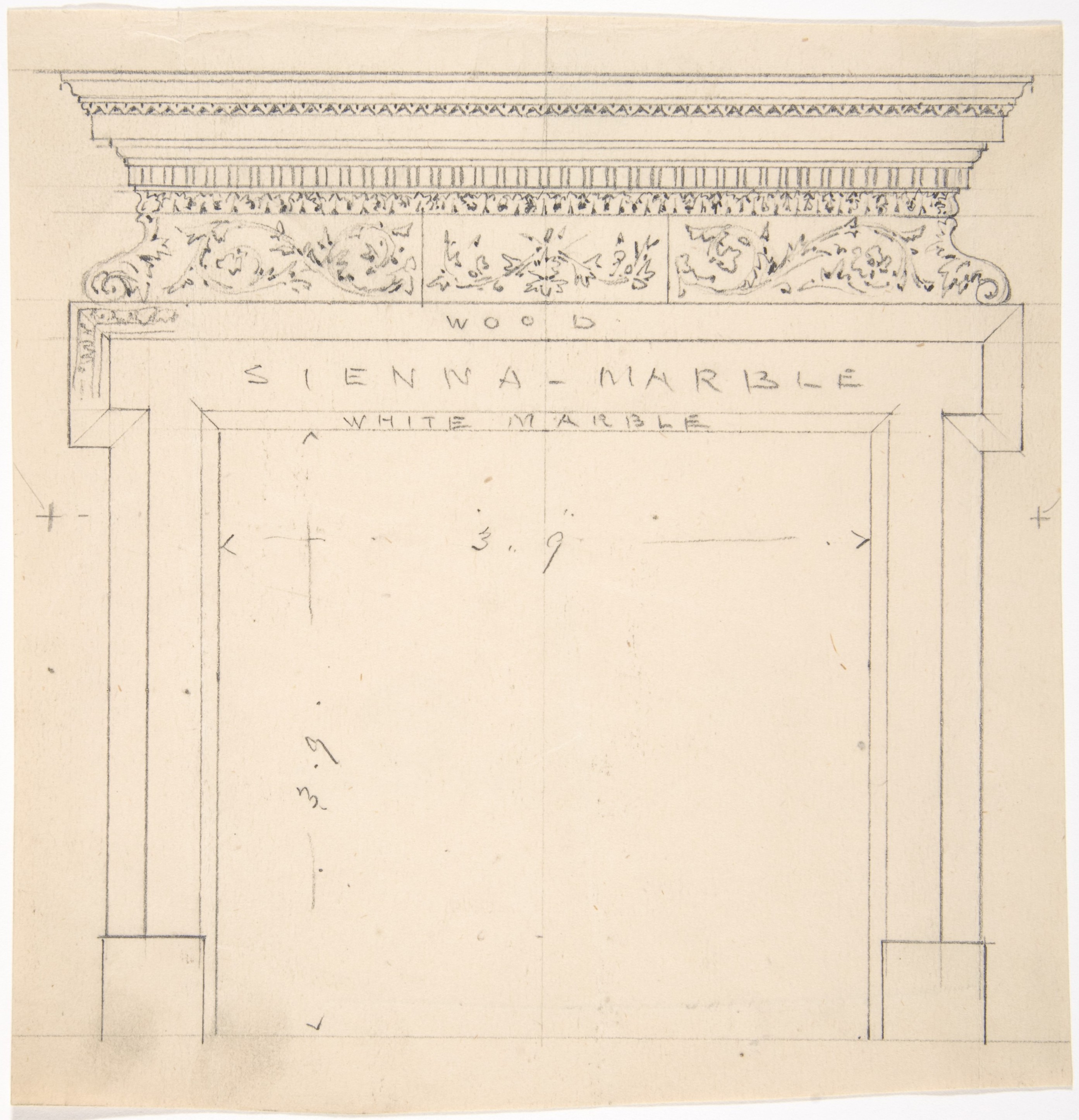 Anonymous, British, 19th century, Design for a Marble Fireplace