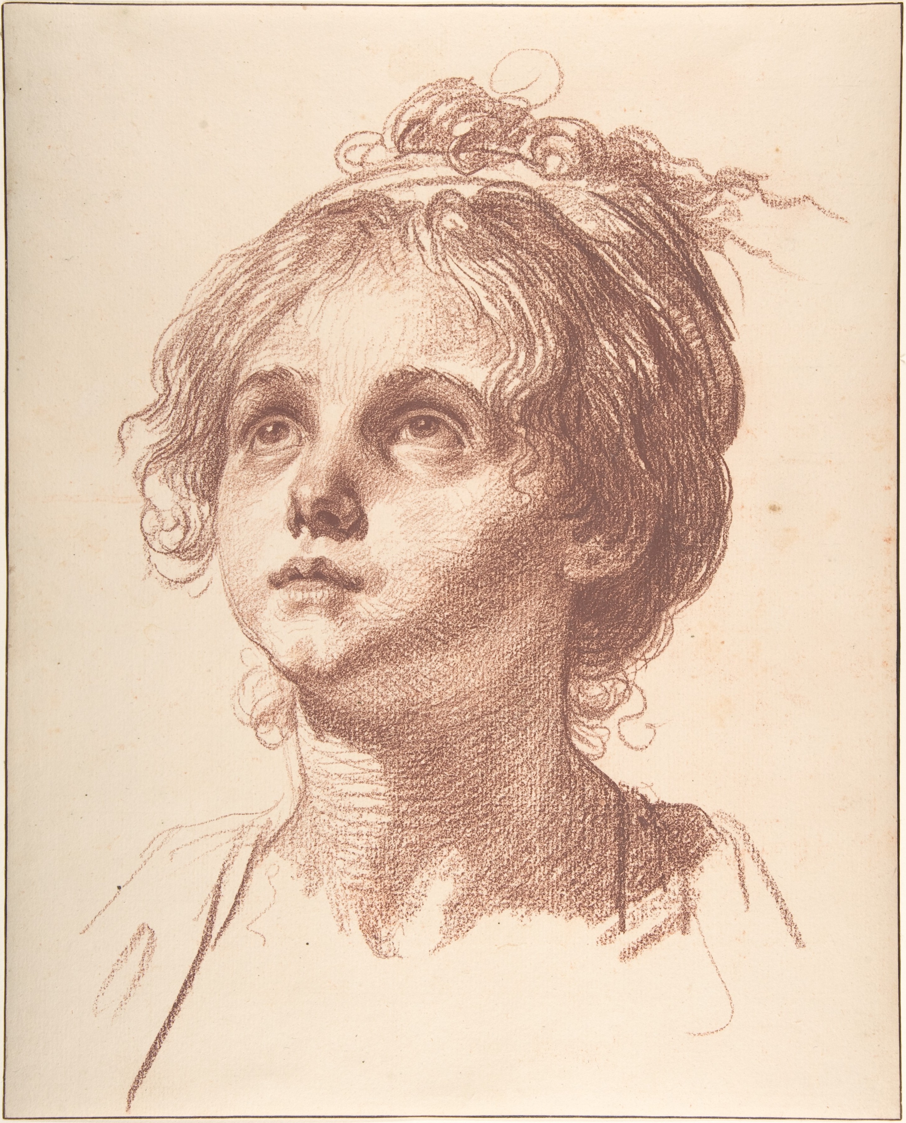 Jean Baptiste Greuze Head Of A Girl Looking Up The Metropolitan 