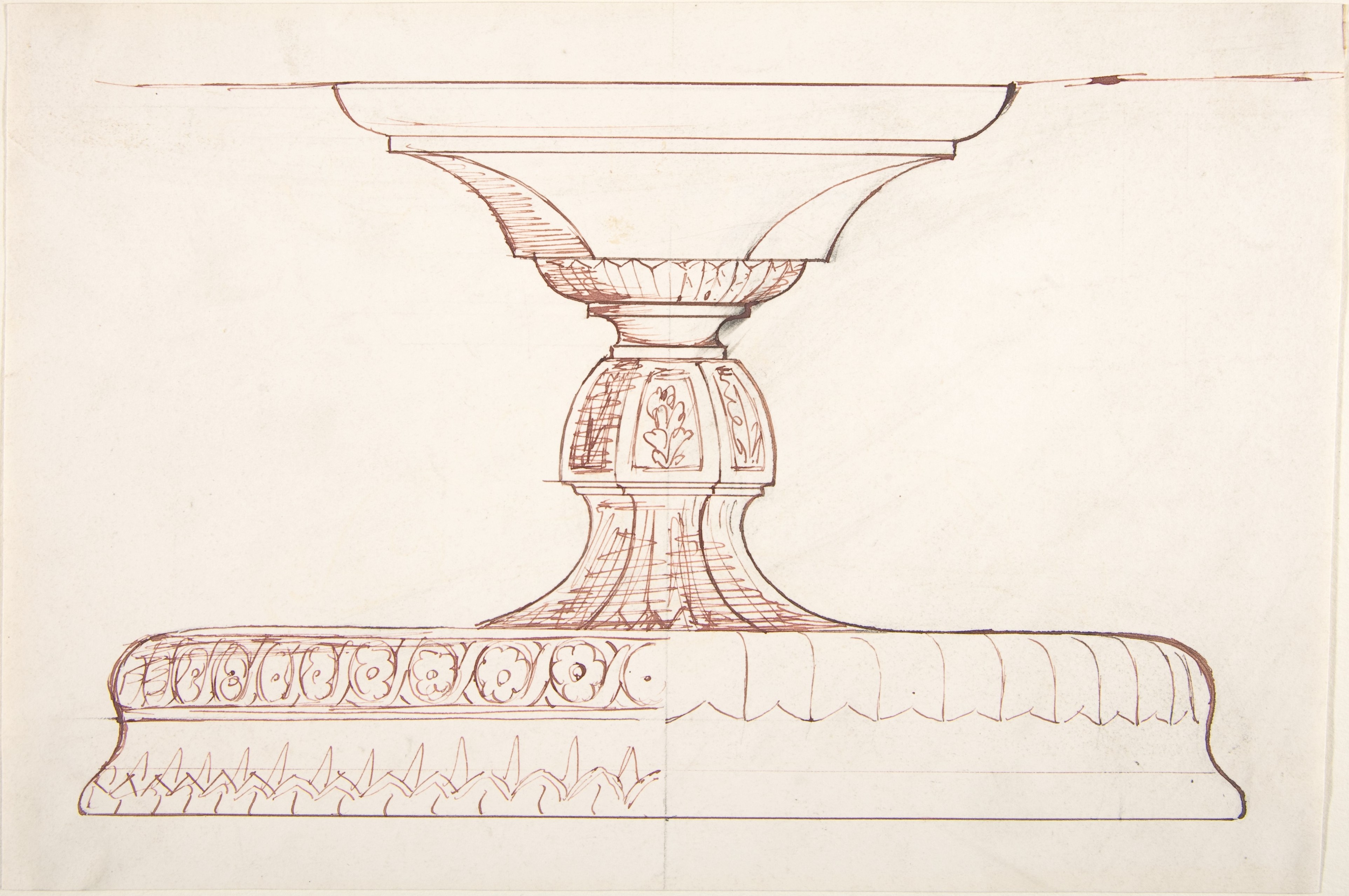 Anonymous, British, 19th century, Design for a Metal Footed Vessel (for liturgical use?)
