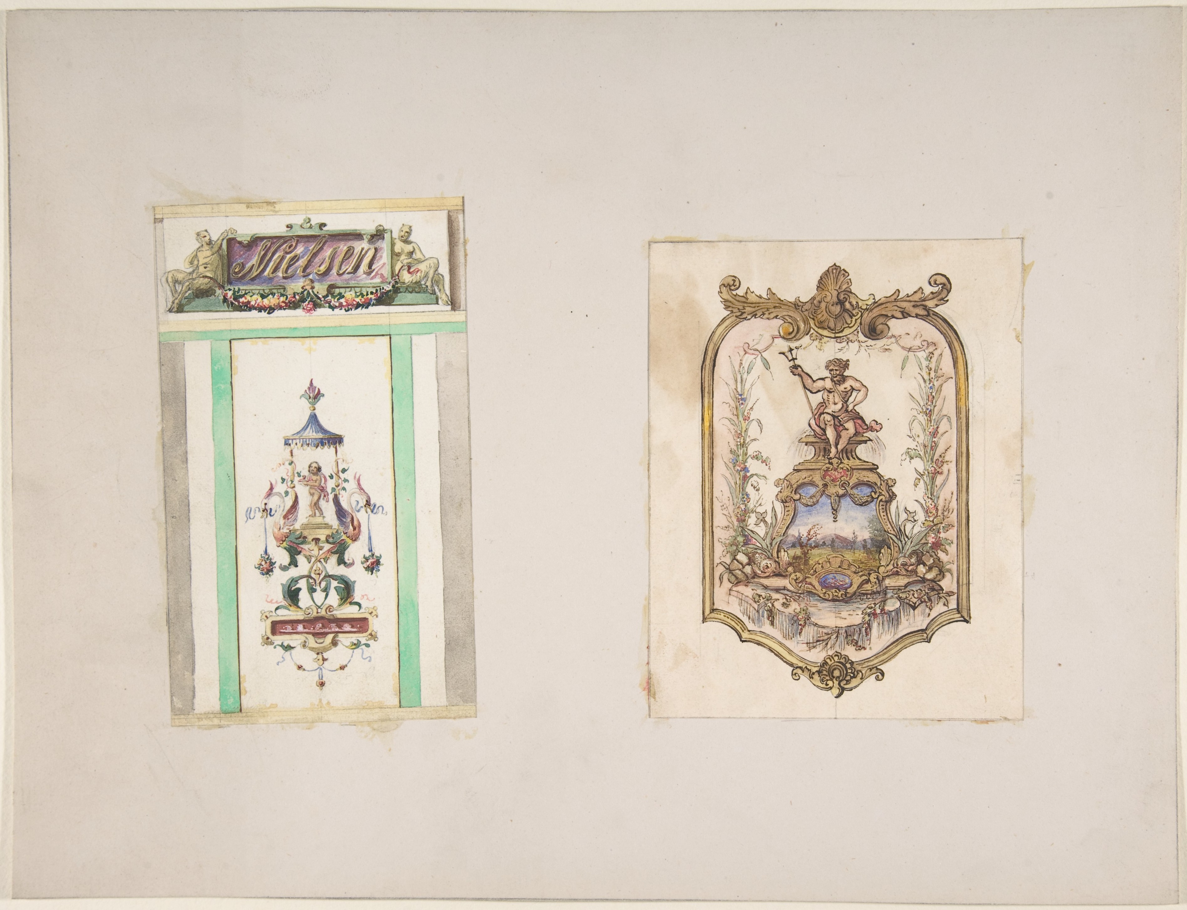 Jules-Edmond-Charles Lachaise, Two Designs for Ornamental Panels