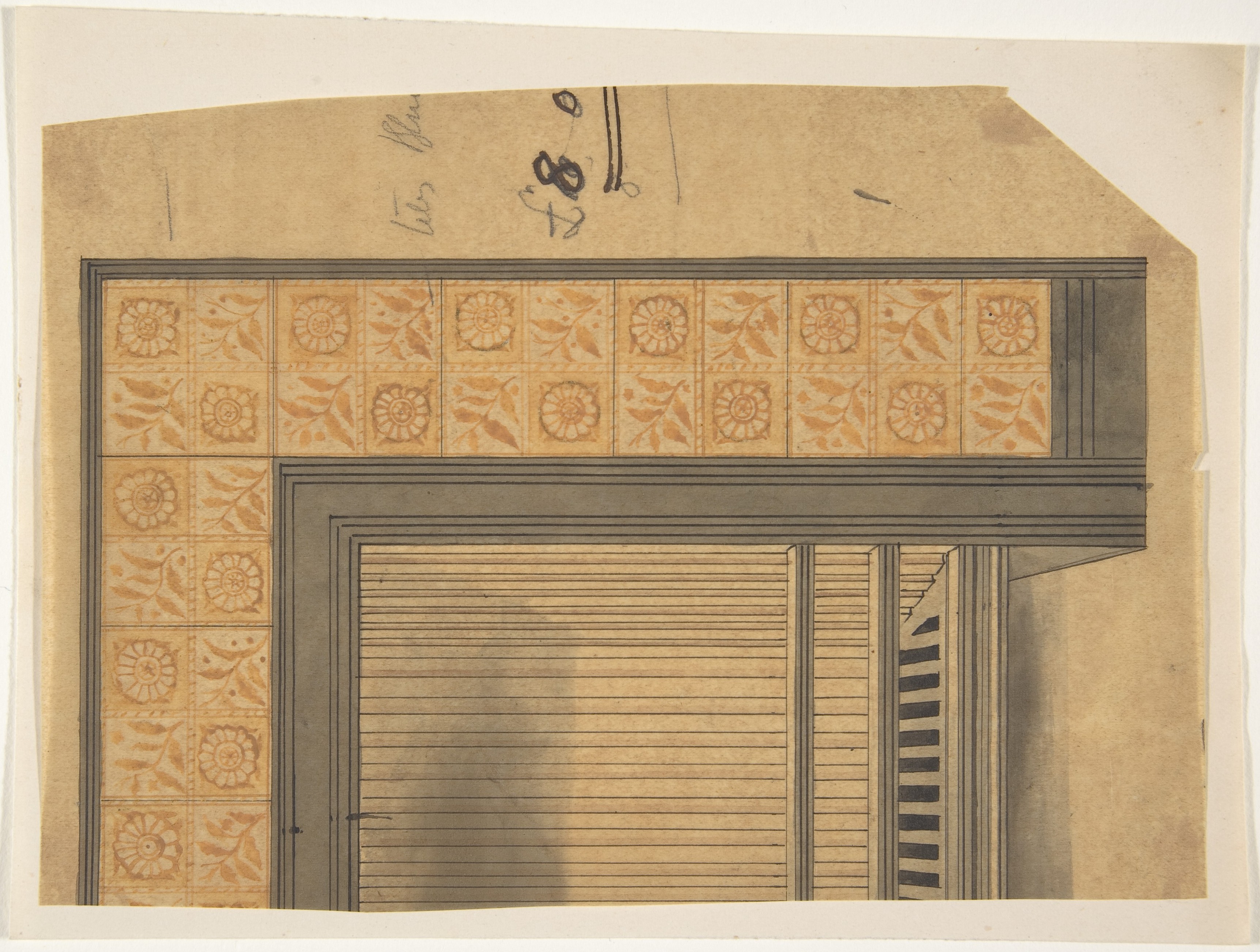 One half a Tiled Fireplace Surround