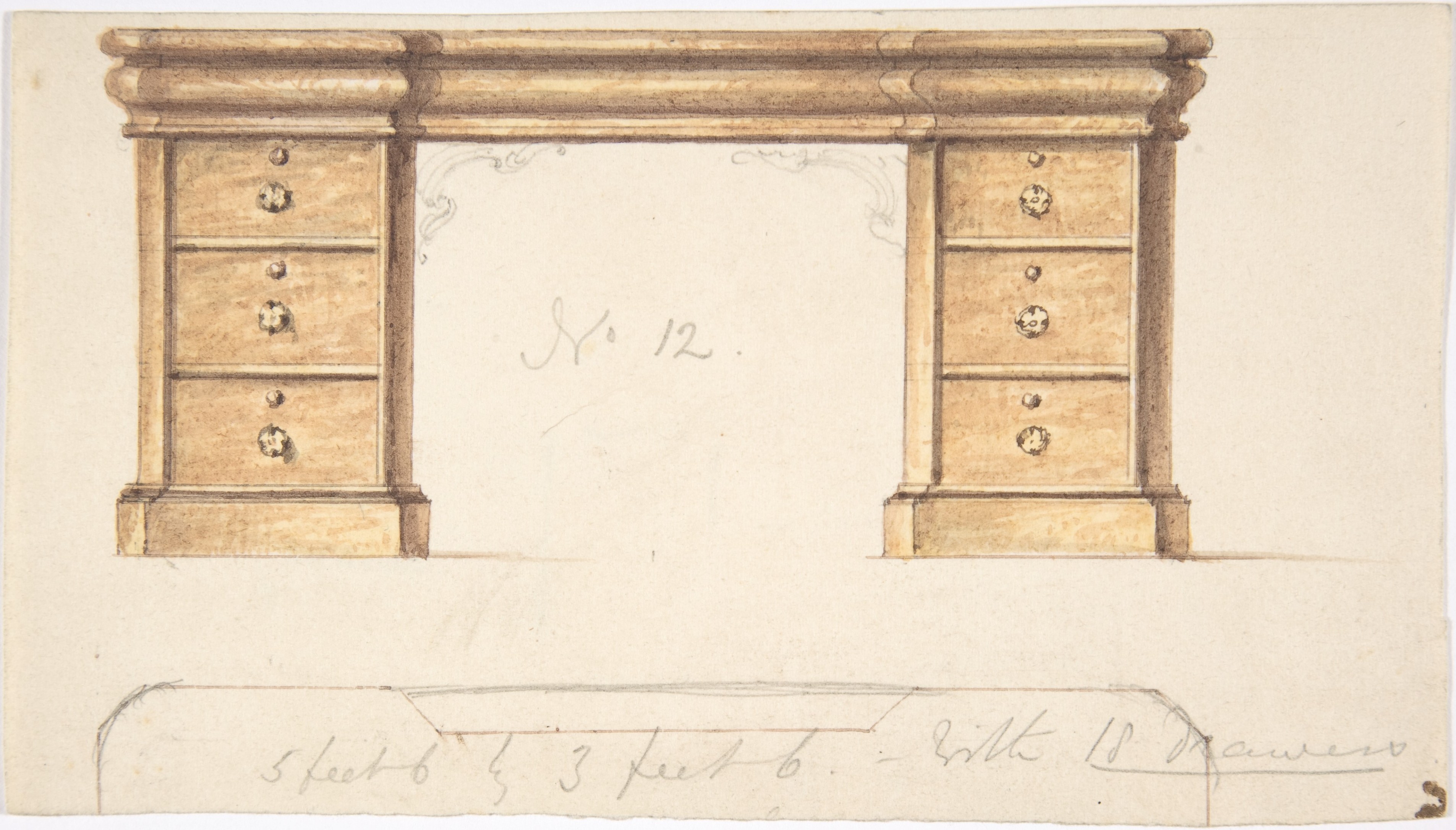 desk with two sets of drawers