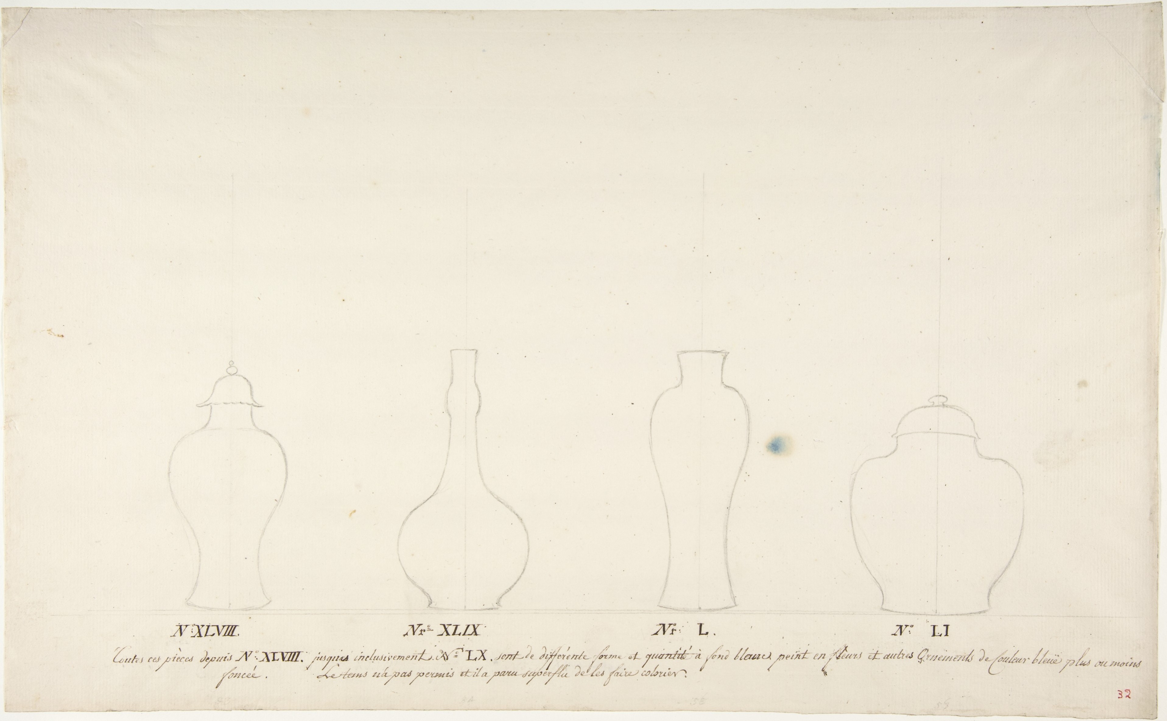 Anonymous, French, 18th century, Design for Four Vases