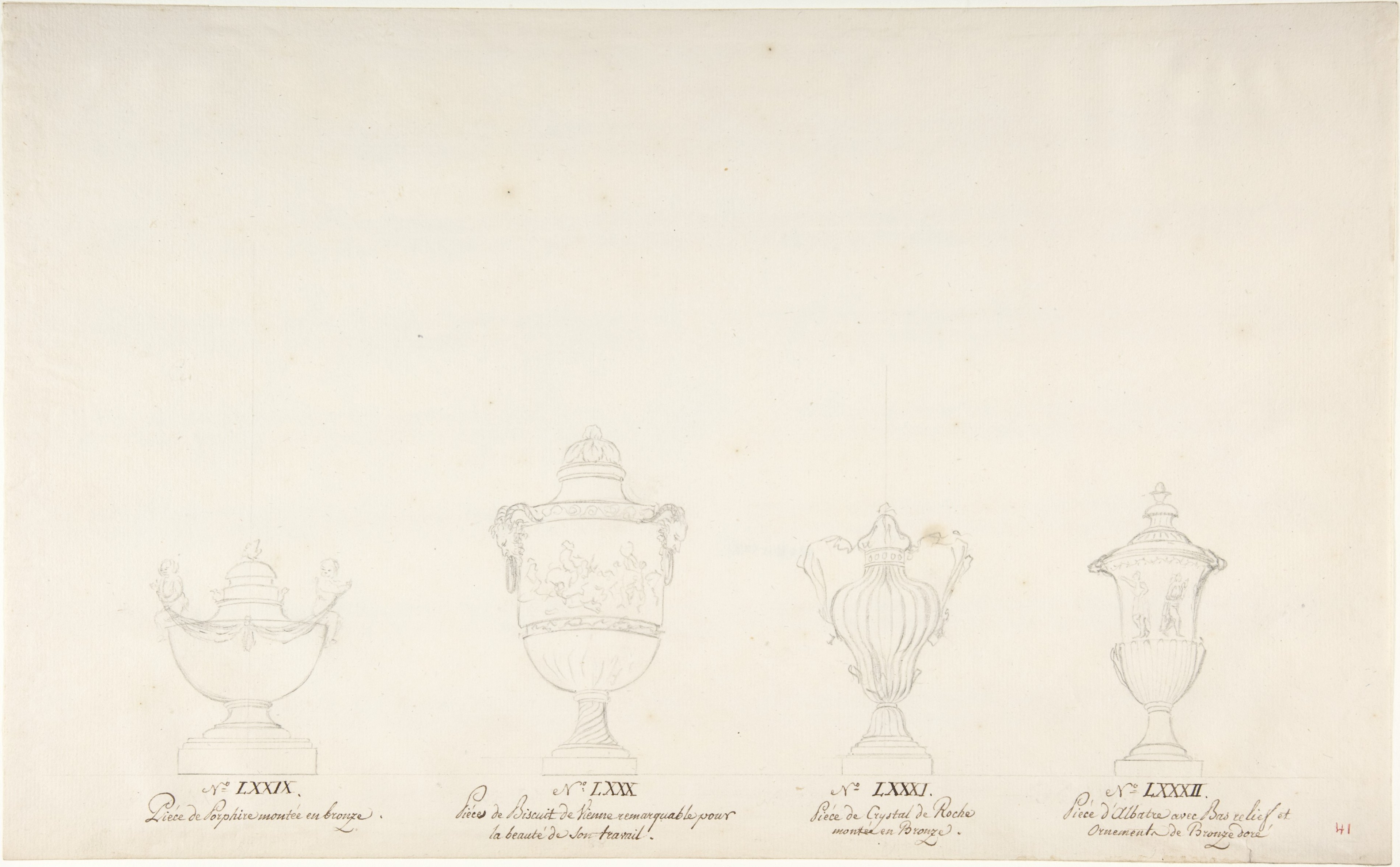 Anonymous, French, 18th century, Design for Four Vases