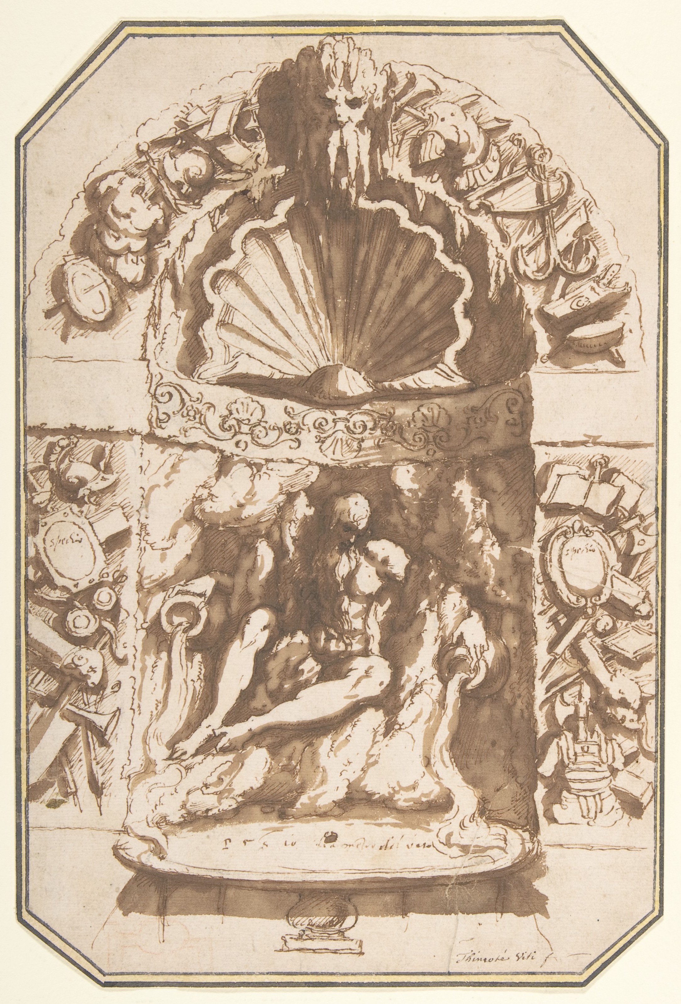 Giovanni Guerra, A Fountain in a Grotto