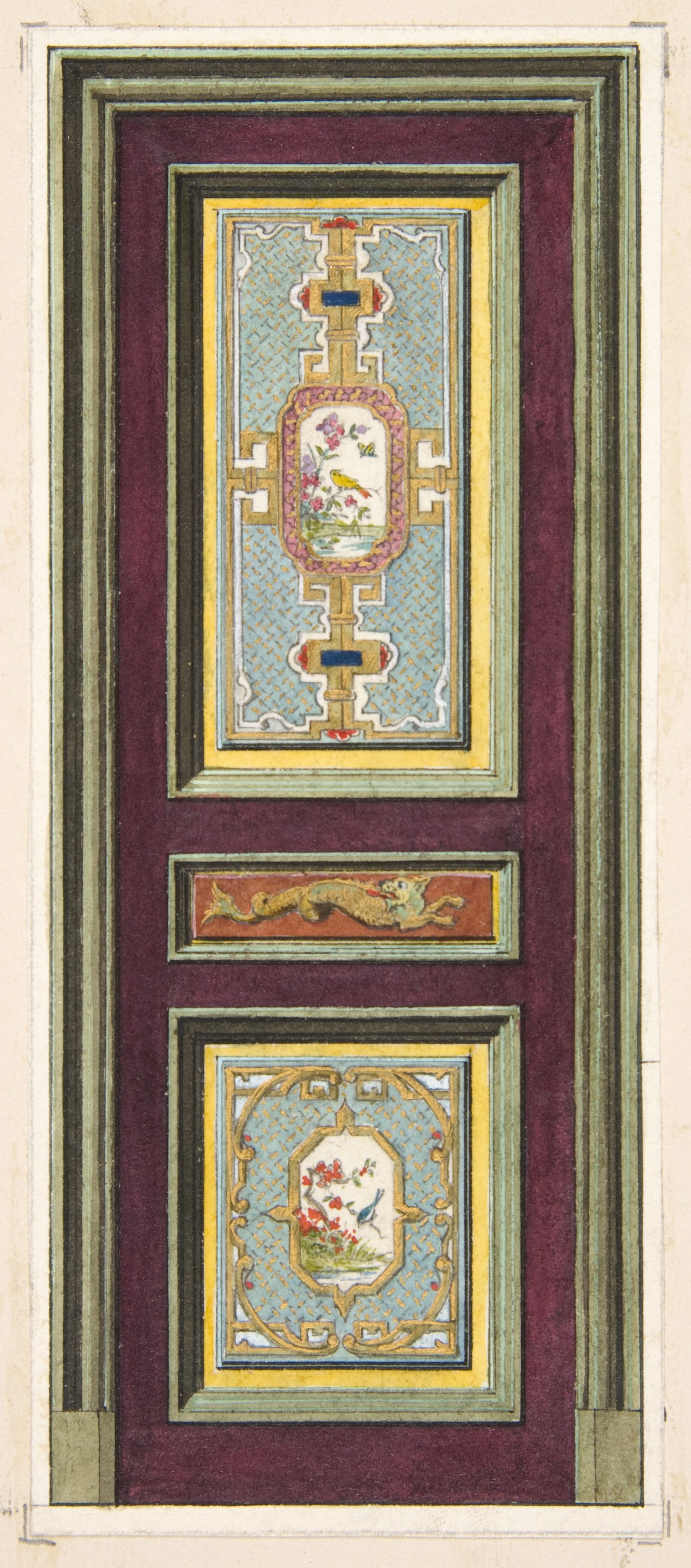 Jules-Edmond-Charles Lachaise, Design for the decoration of a door with Chinese motifs