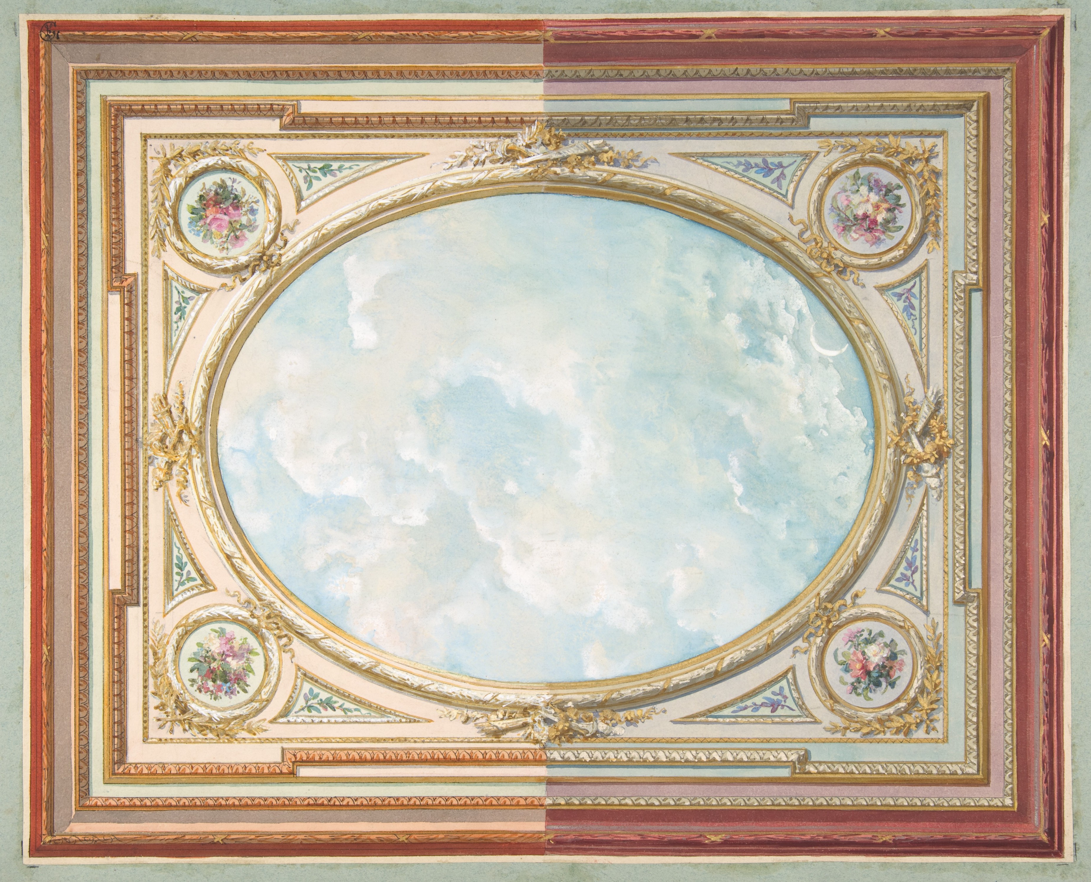 Jules-Edmond-Charles Lachaise | Design for a ceiling of trompe l'oeil ...