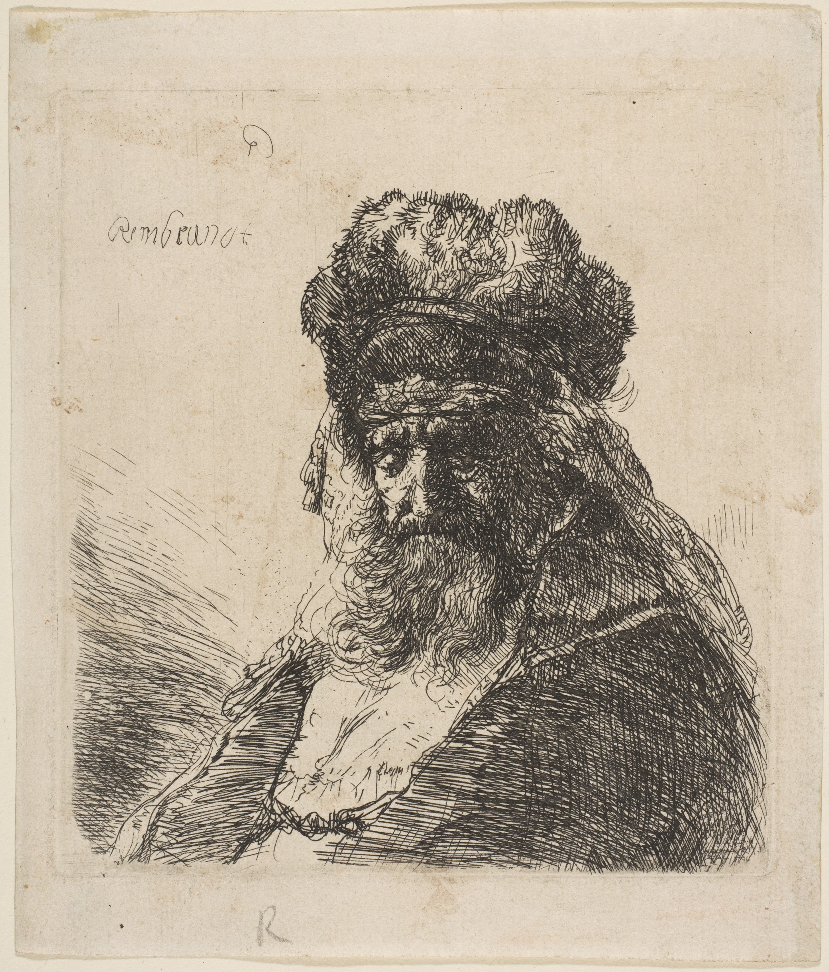 Rembrandt (Rembrandt van Rijn) The Old Bearded Man in a High Fur Cap