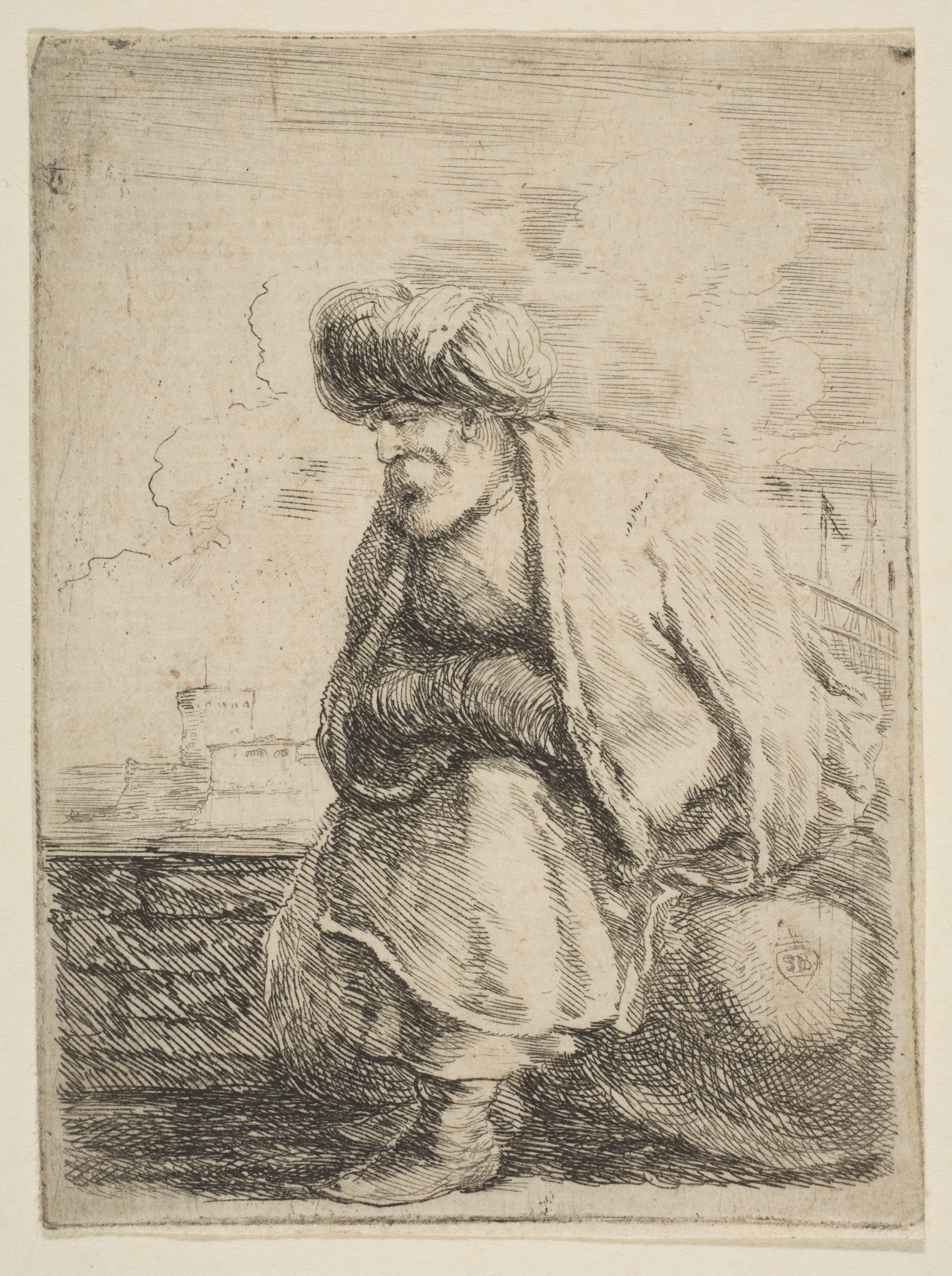An Old Turk Seated on a Stone