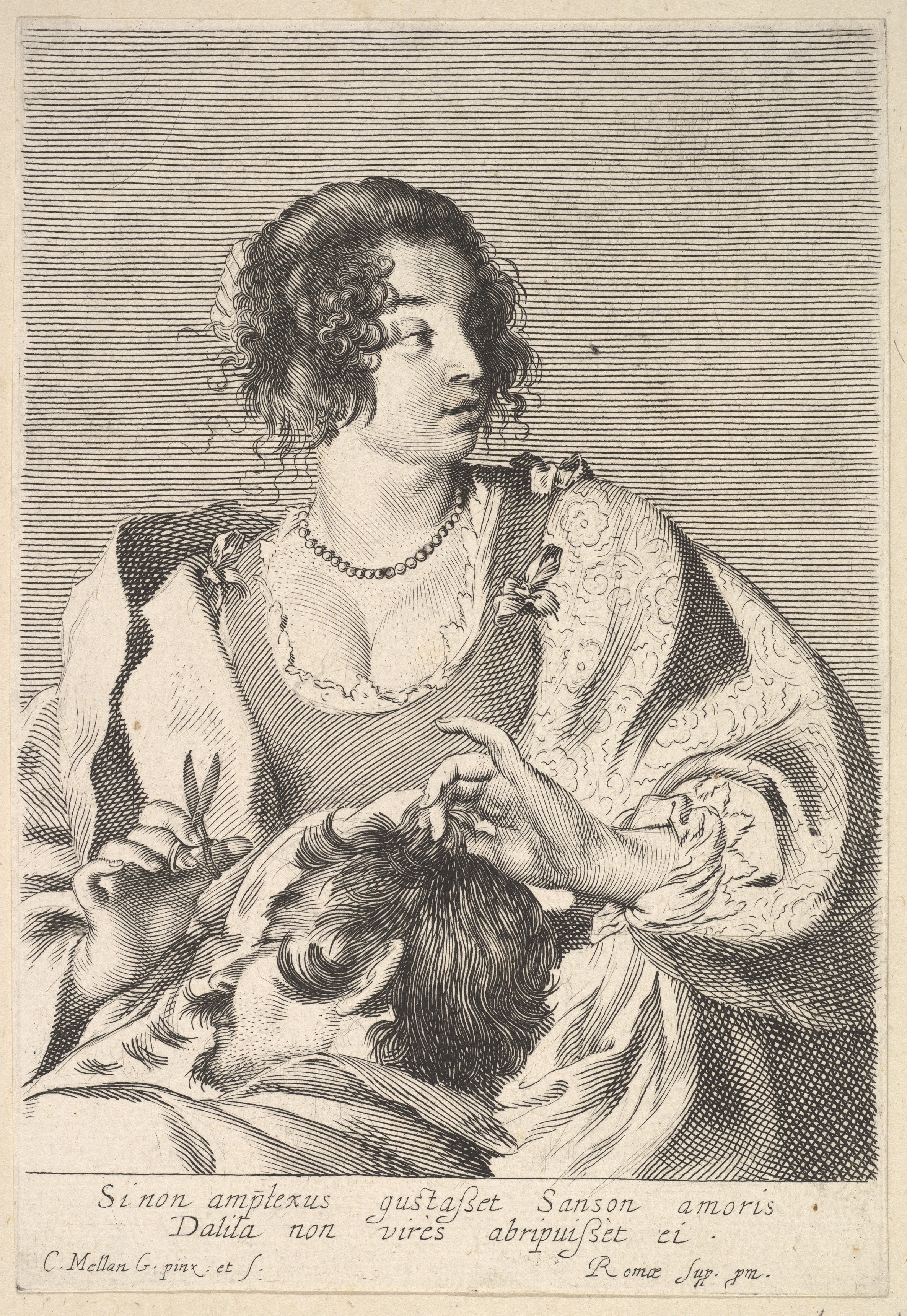 Claude Mellan Delilah Preparing To Cut Samson S Hair With Scissors In   DP823203 