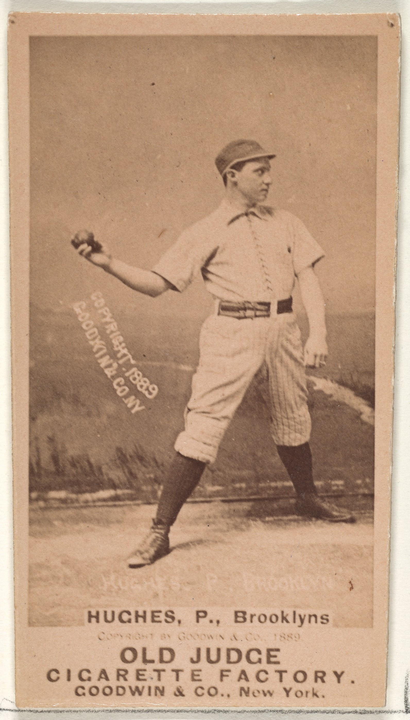 Goodwin & Company, Hughes, Pitcher, Brooklyn Bridegrooms, from the Old Judge series (N172) for Old Judge Cigarettes