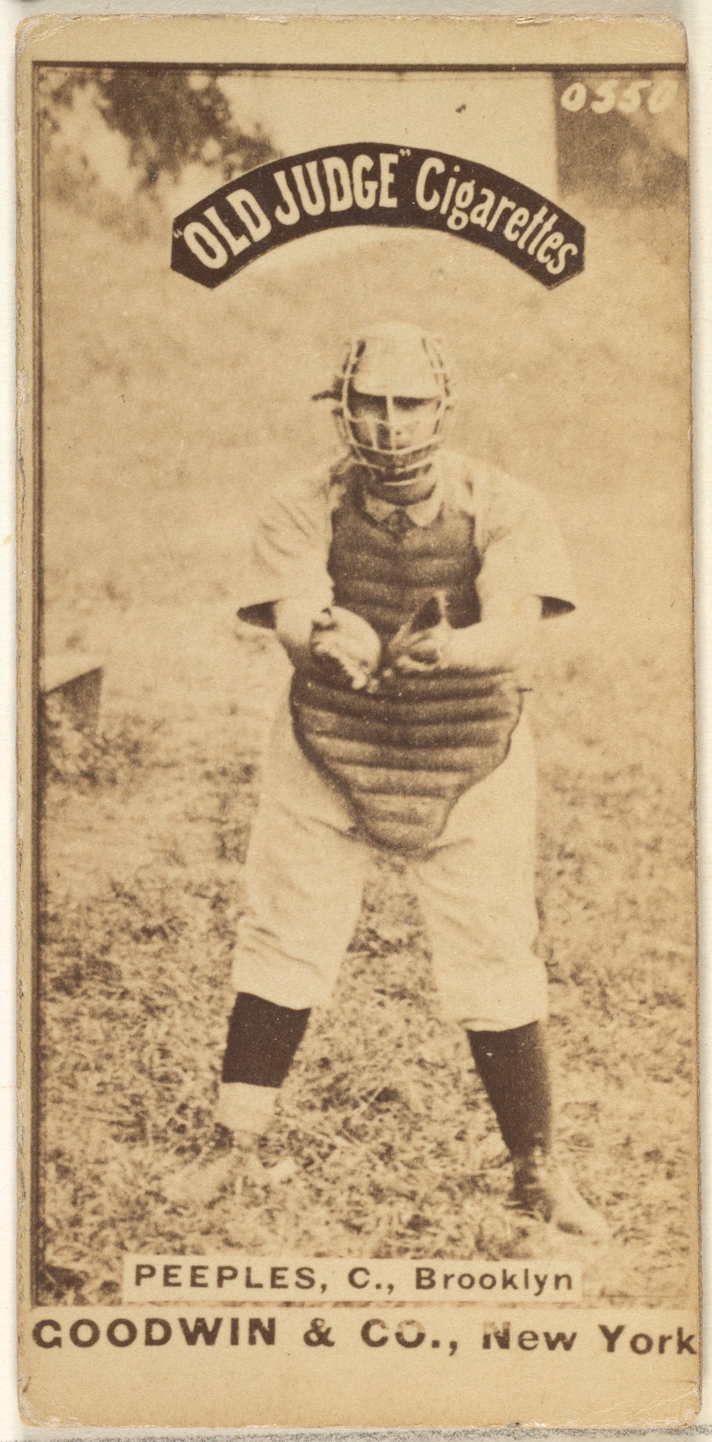 Goodwin & Company, Peeples, Catcher, Brooklyn, from the Old Judge series (N172) for Old Judge Cigarettes