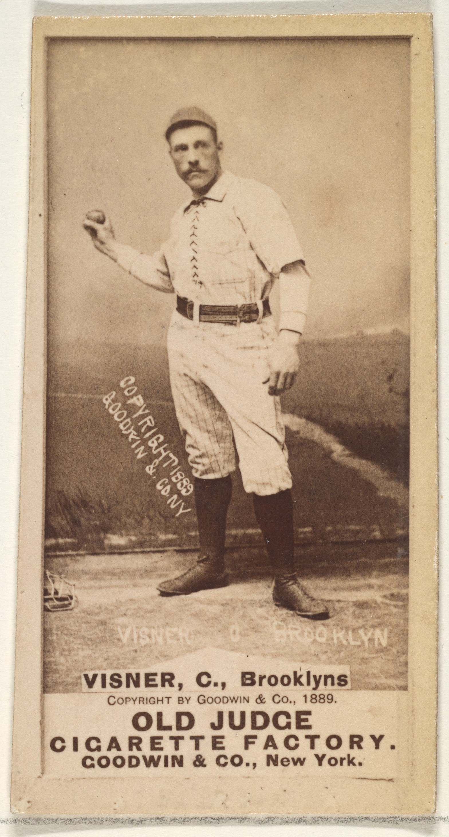 Goodwin & Company, Visner, Catcher, Brooklyn Bridegrooms, from the Old Judge series (N172) for Old Judge Cigarettes