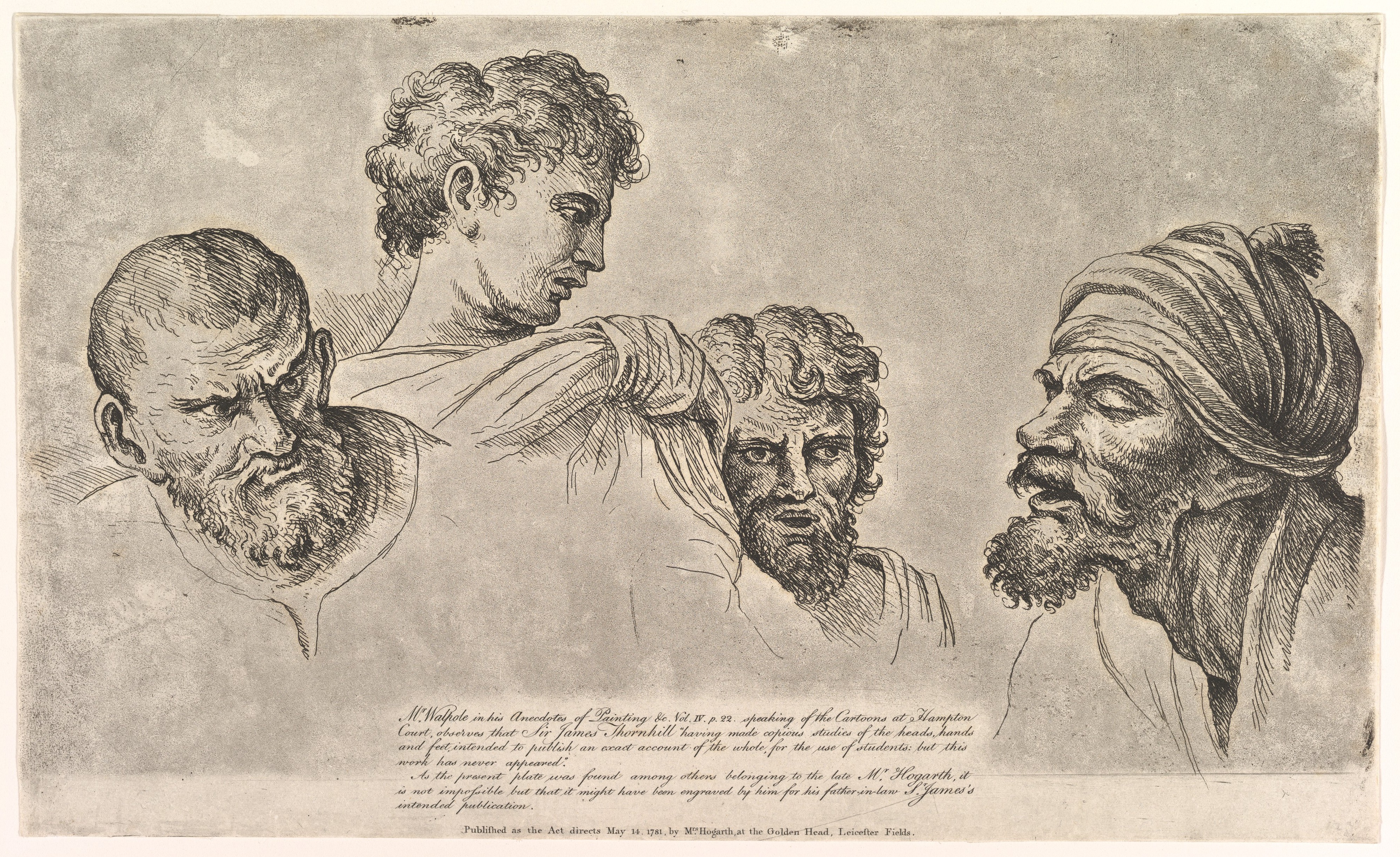 William Hogarth | Four Heads From the Raphael Cartoons at Hampton Court |  The Metropolitan Museum of Art