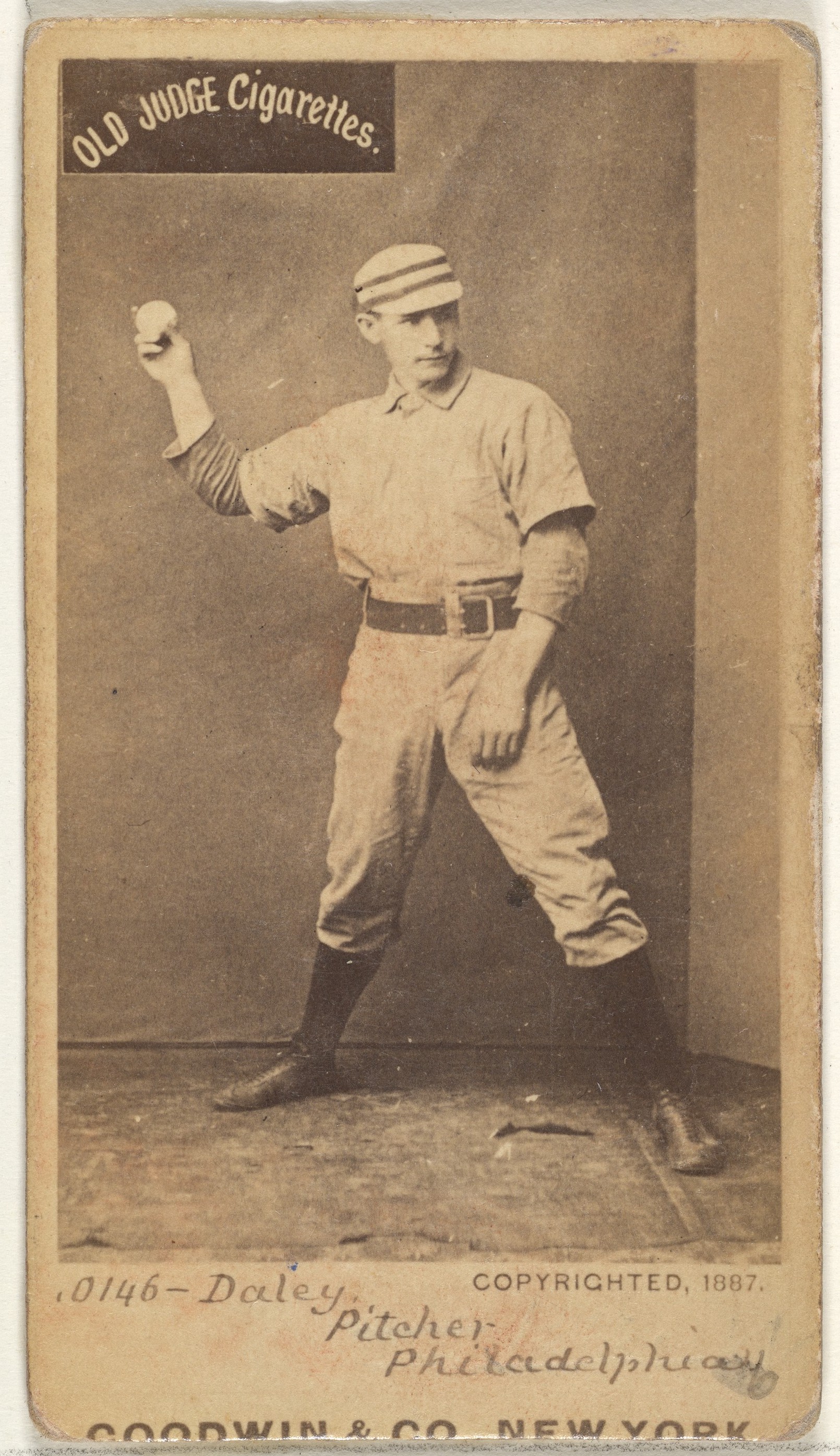 Goodwin & Company, Edward M. Daily, Pitcher, Philadelphia, from the Old Judge series (N172) for Old Judge Cigarettes