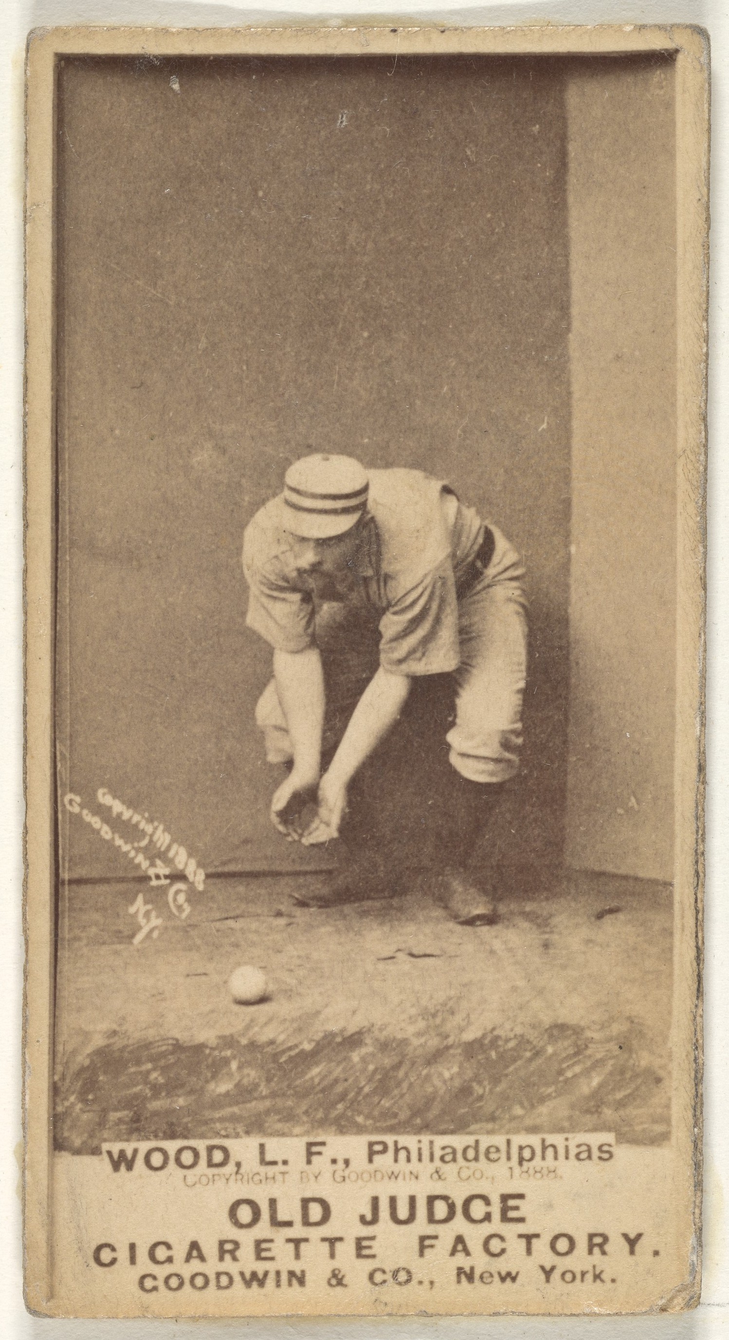 Goodwin & Company, George A. Wood, Left Field, Philadelphia, from the Old Judge series (N172) for Old Judge Cigarettes
