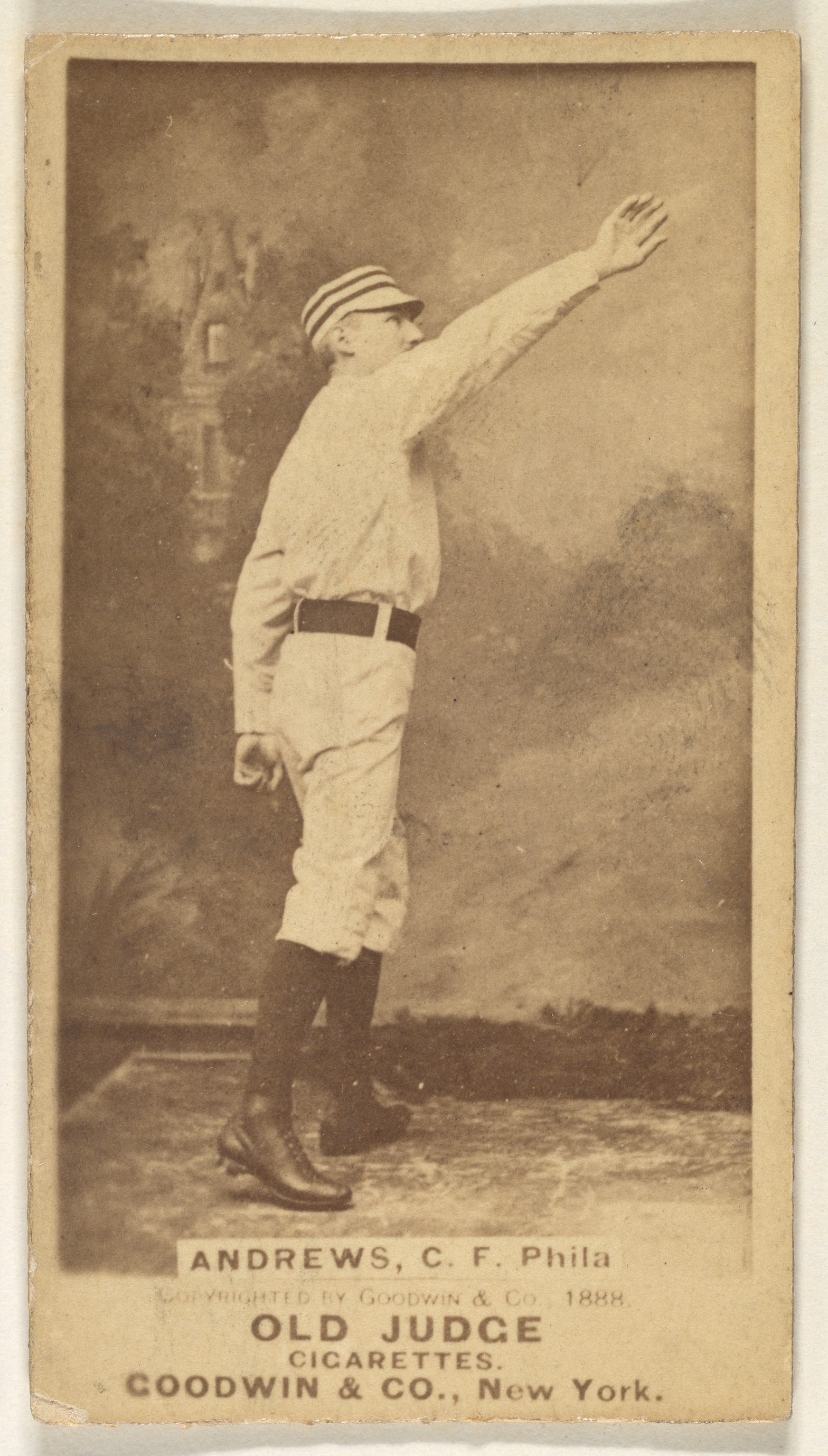 Goodwin & Company, George Edward "Ed" Andrews, Center Field, Philadelphia, from the Old Judge series (N172) for Old Judge Cigarettes