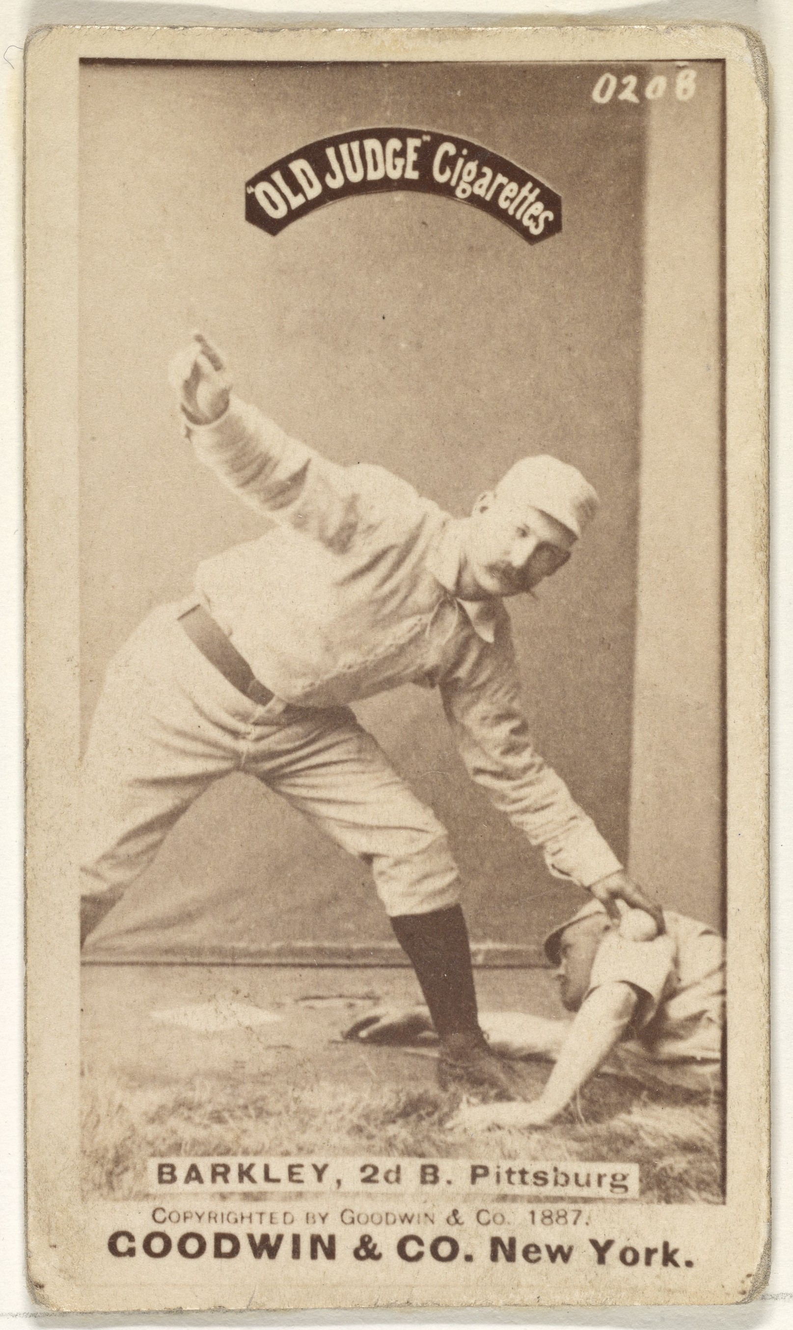 Goodwin & Company, Sam Barkley, 2nd Base, Pittsburgh, from the Old Judge series (N172) for Old Judge Cigarettes