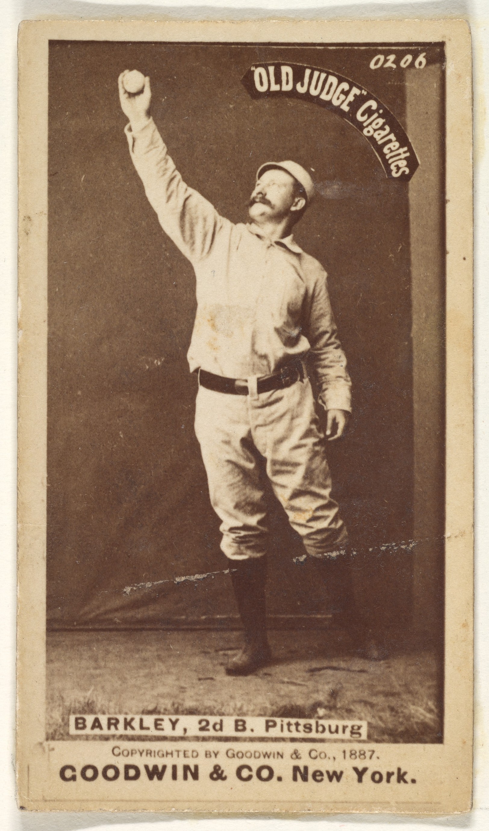 Goodwin & Company, Sam Barkley, 2nd Base, Pittsburgh, from the Old Judge series (N172) for Old Judge Cigarettes