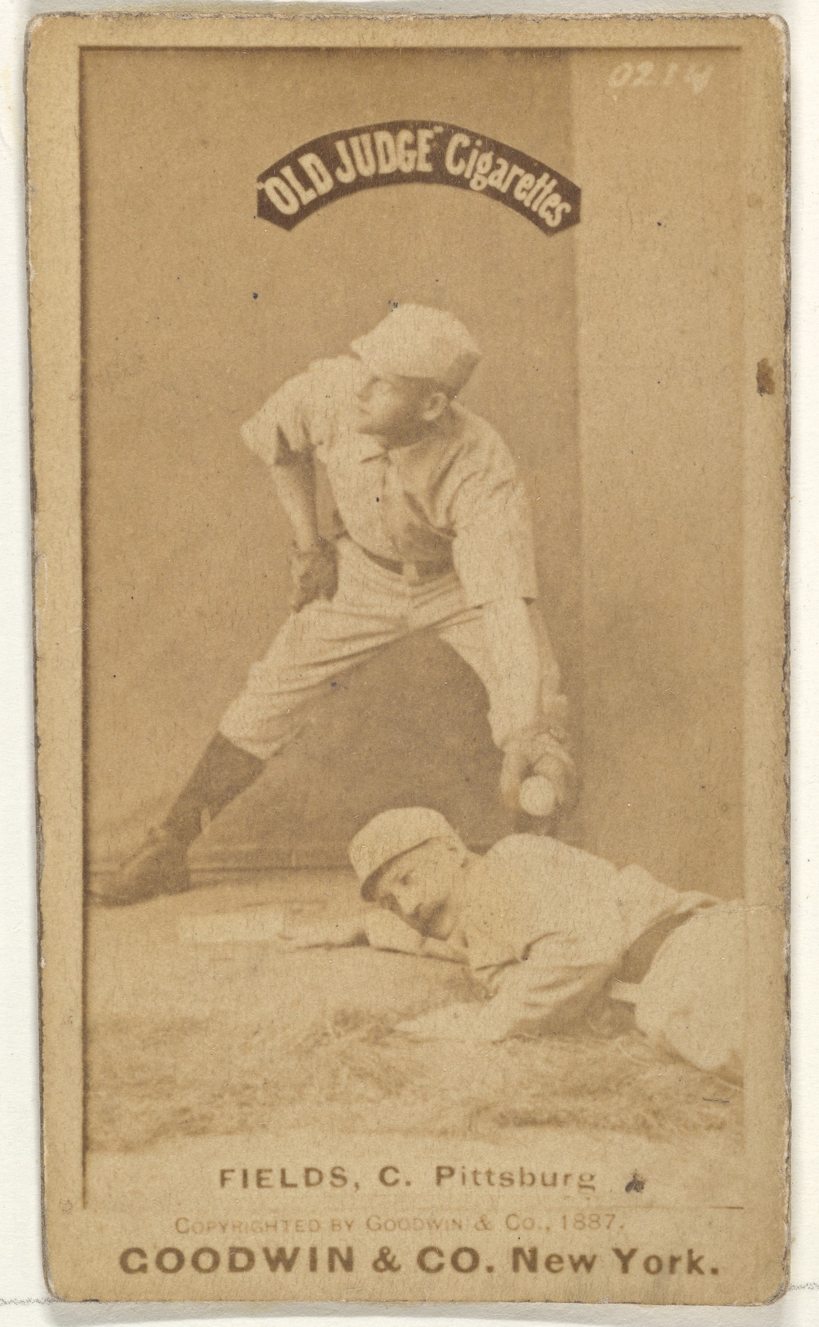 Goodwin & Company, John Joseph "Jocko" Fields, Catcher, Pittsburgh, from the Old Judge series (N172) for Old Judge Cigarettes