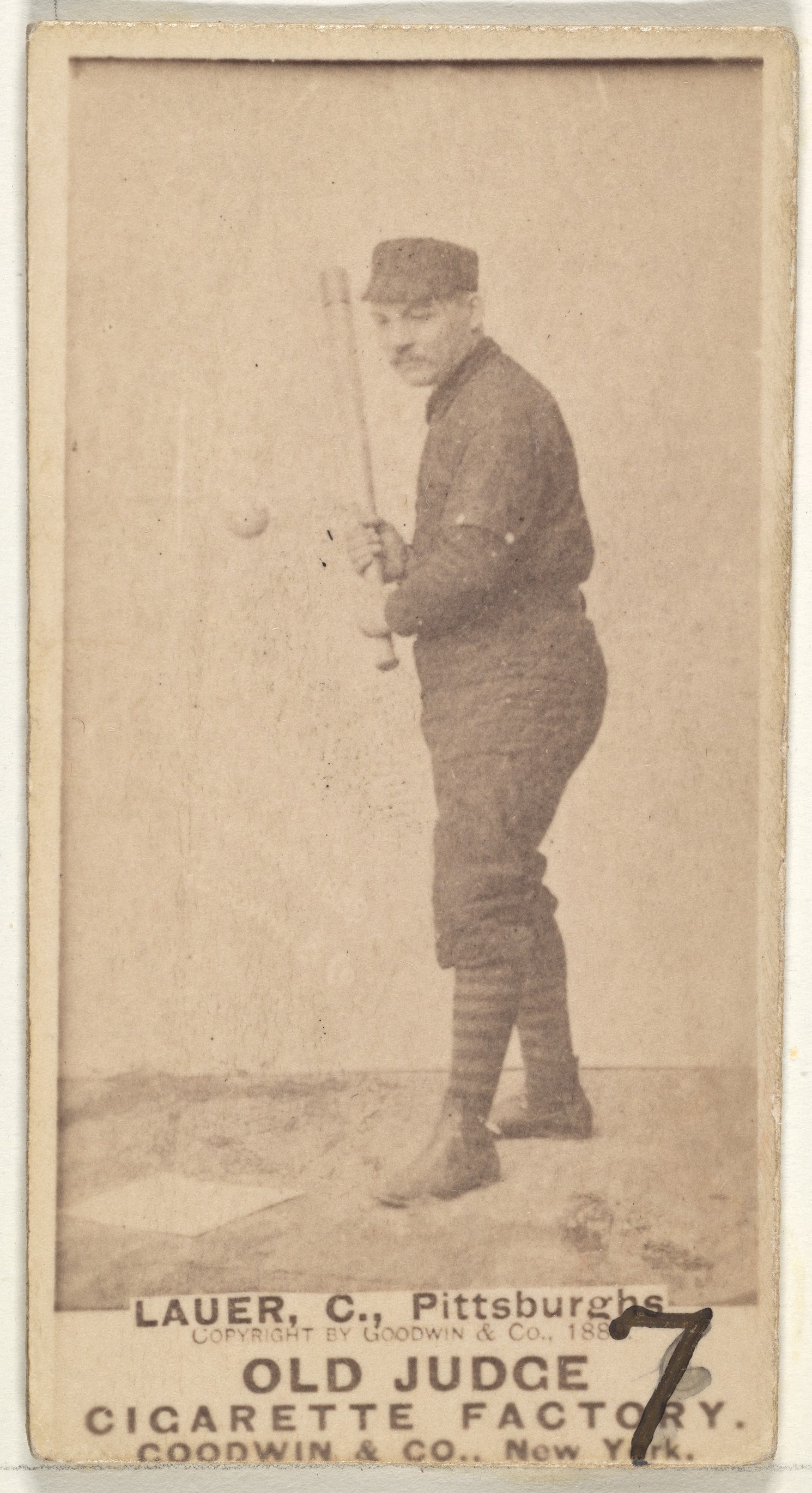 Goodwin & Company, Chuck Lauer, Catcher, Pittsburgh, from the Old Judge series (N172) for Old Judge Cigarettes